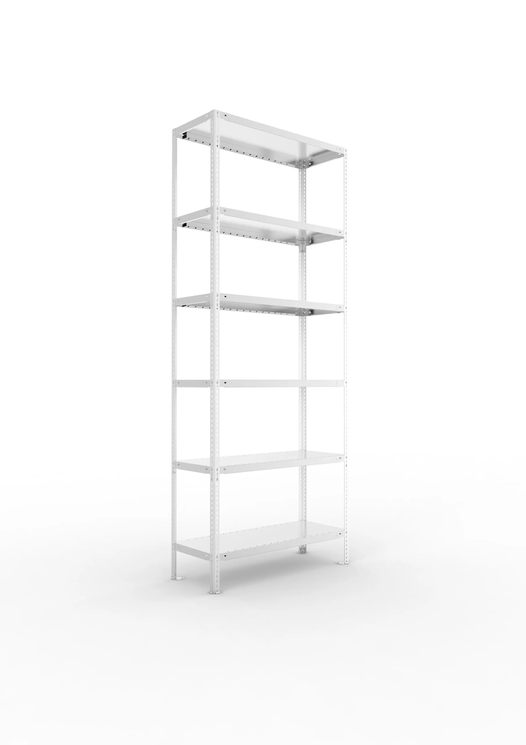 Meta Fachbodenregal Schraubsystem FIX | Grundregal | HxBxT 250x100x40cm | 6 Ebenen | Fachlast 100kg | Einseitig nutzbar | Verzinkt