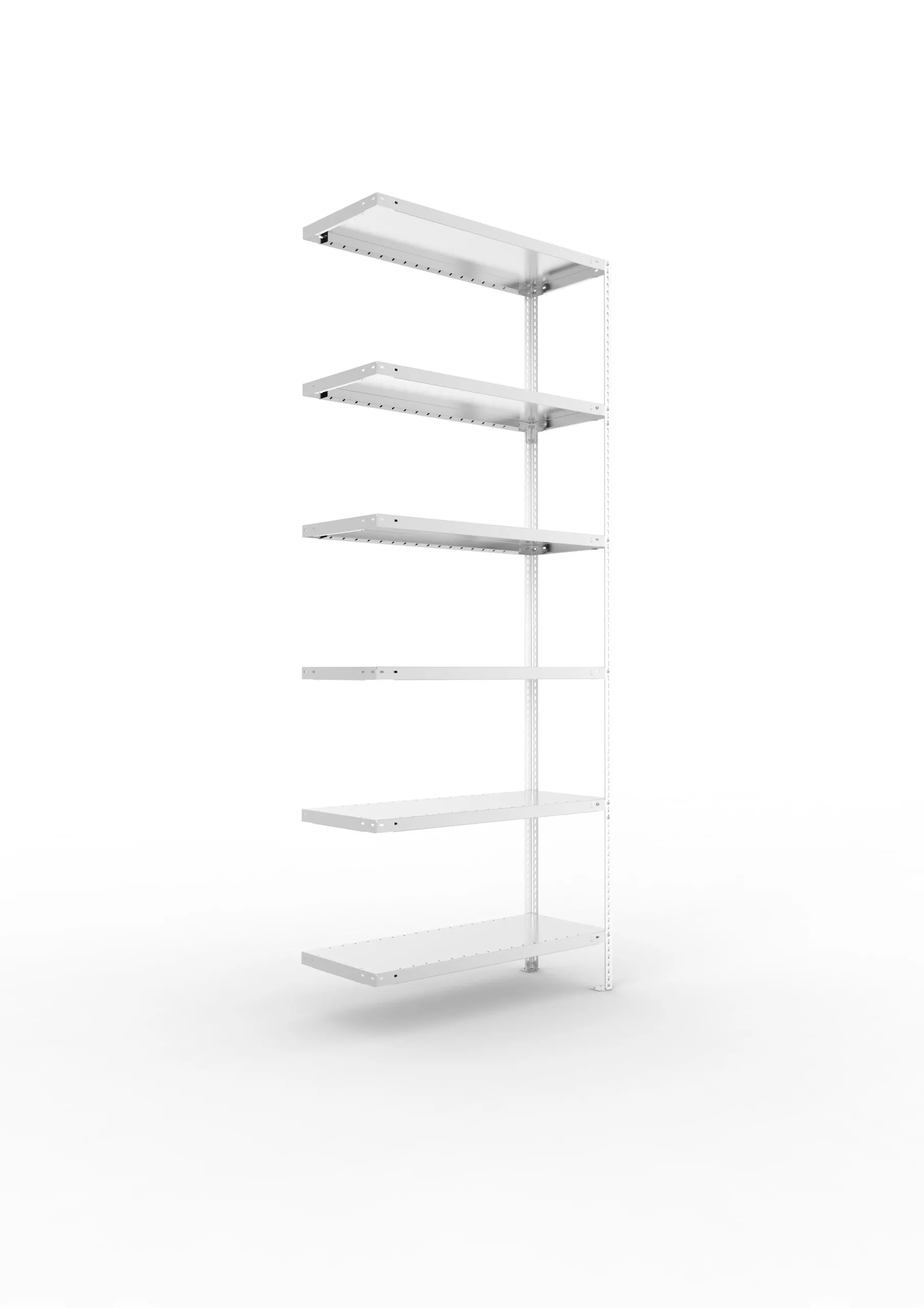 Meta Fachbodenregal Schraubsystem FIX | Anbauregal | HxBxT 250x100x40cm | 6 Ebenen | Fachlast 100kg | Einseitig nutzbar | Verzinkt