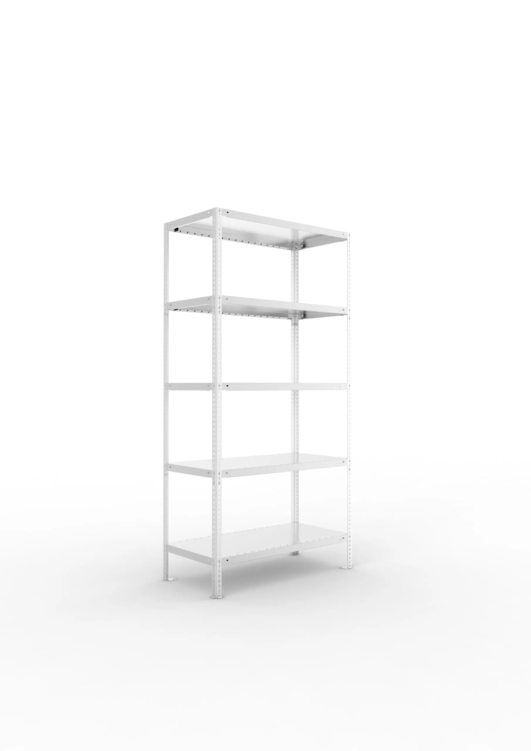 Meta Fachbodenregal Schraubsystem FIX | Grundregal | HxBxT 200x100x50cm | 5 Ebenen | Fachlast 100kg | Einseitig nutzbar | Verzinkt