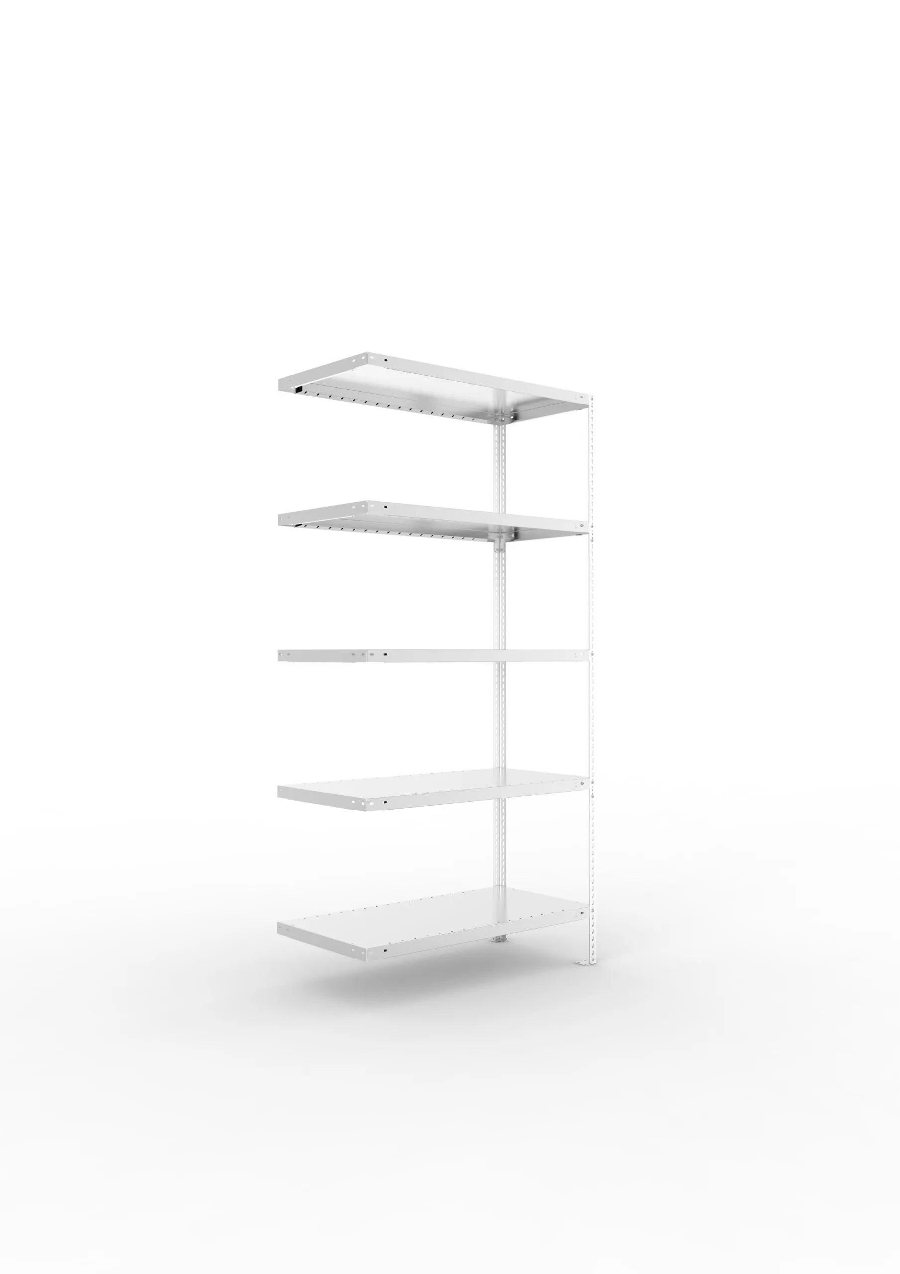 Meta Fachbodenregal Schraubsystem FIX | Anbauregal | HxBxT 200x100x50cm | 5 Ebenen | Fachlast 100kg | Einseitig nutzbar | Verzinkt