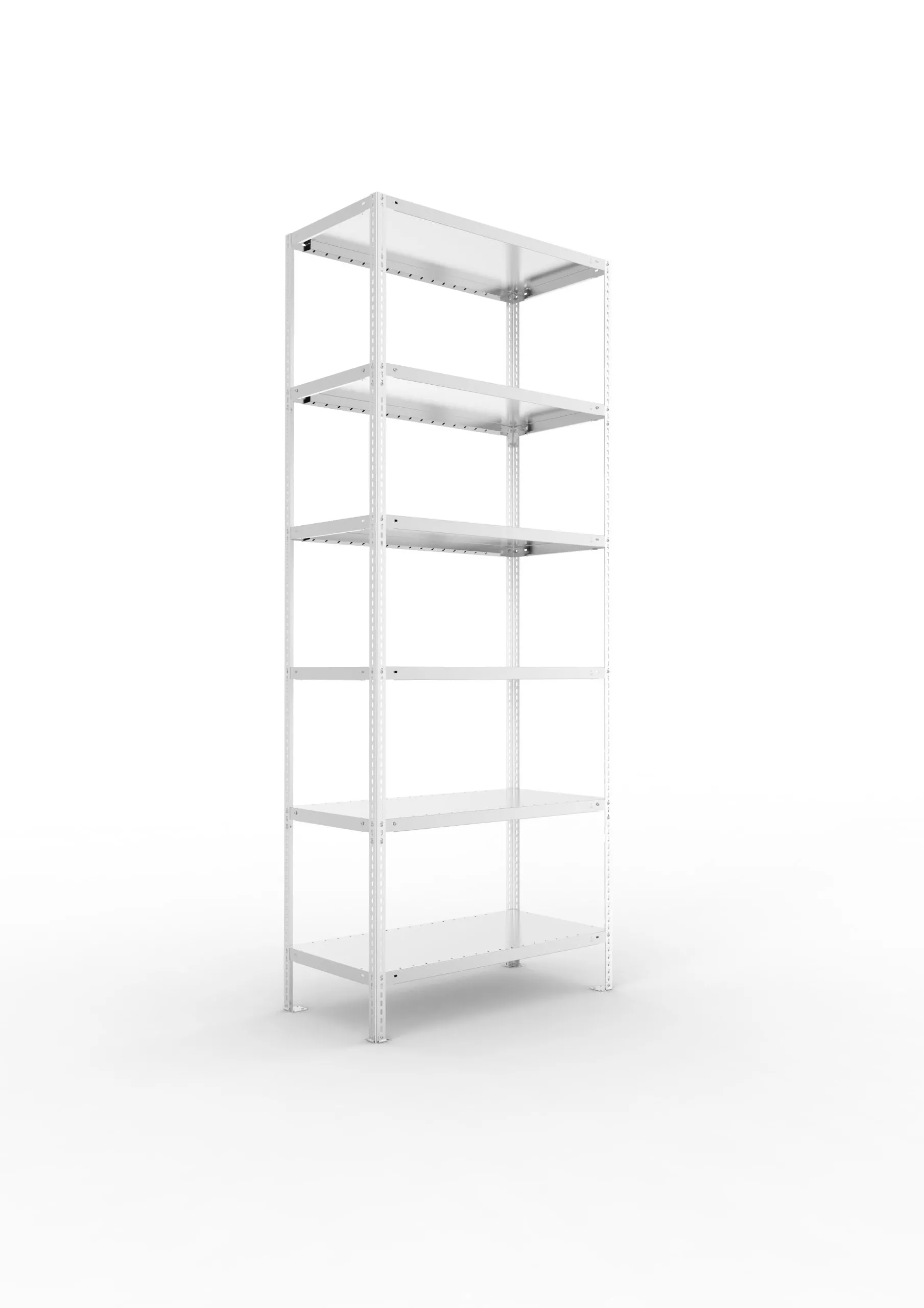 Meta Fachbodenregal Schraubsystem FIX | Grundregal | HxBxT 250x100x50cm | 6 Ebenen | Fachlast 100kg | Einseitig nutzbar | Verzinkt