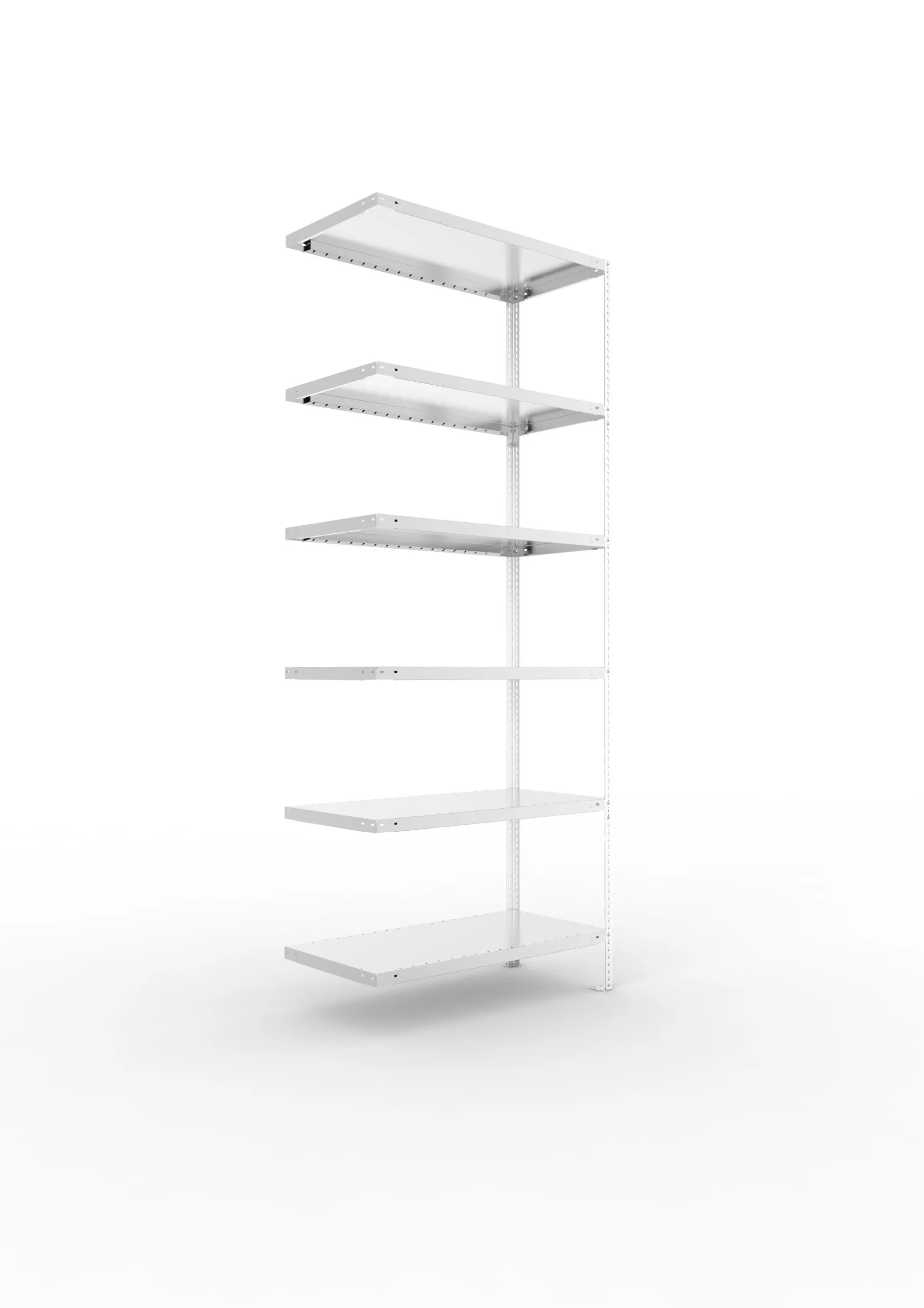 Meta Fachbodenregal Schraubsystem FIX | Anbauregal | HxBxT 250x100x50cm | 6 Ebenen | Fachlast 100kg | Einseitig nutzbar | Verzinkt