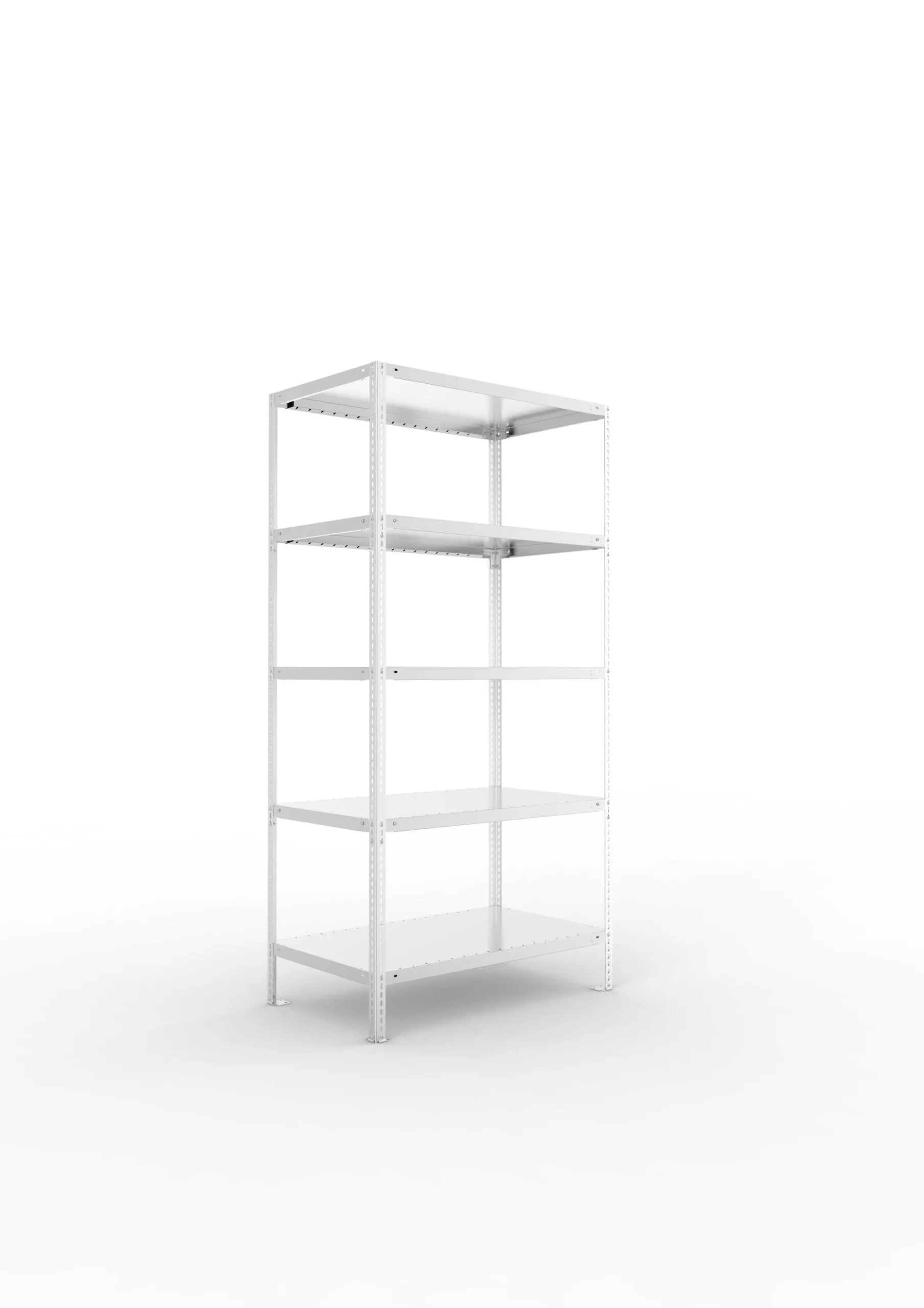 Meta Fachbodenregal Schraubsystem FIX | Grundregal | HxBxT 200x100x60cm | 5 Ebenen | Fachlast 100kg | Einseitig nutzbar | Verzinkt