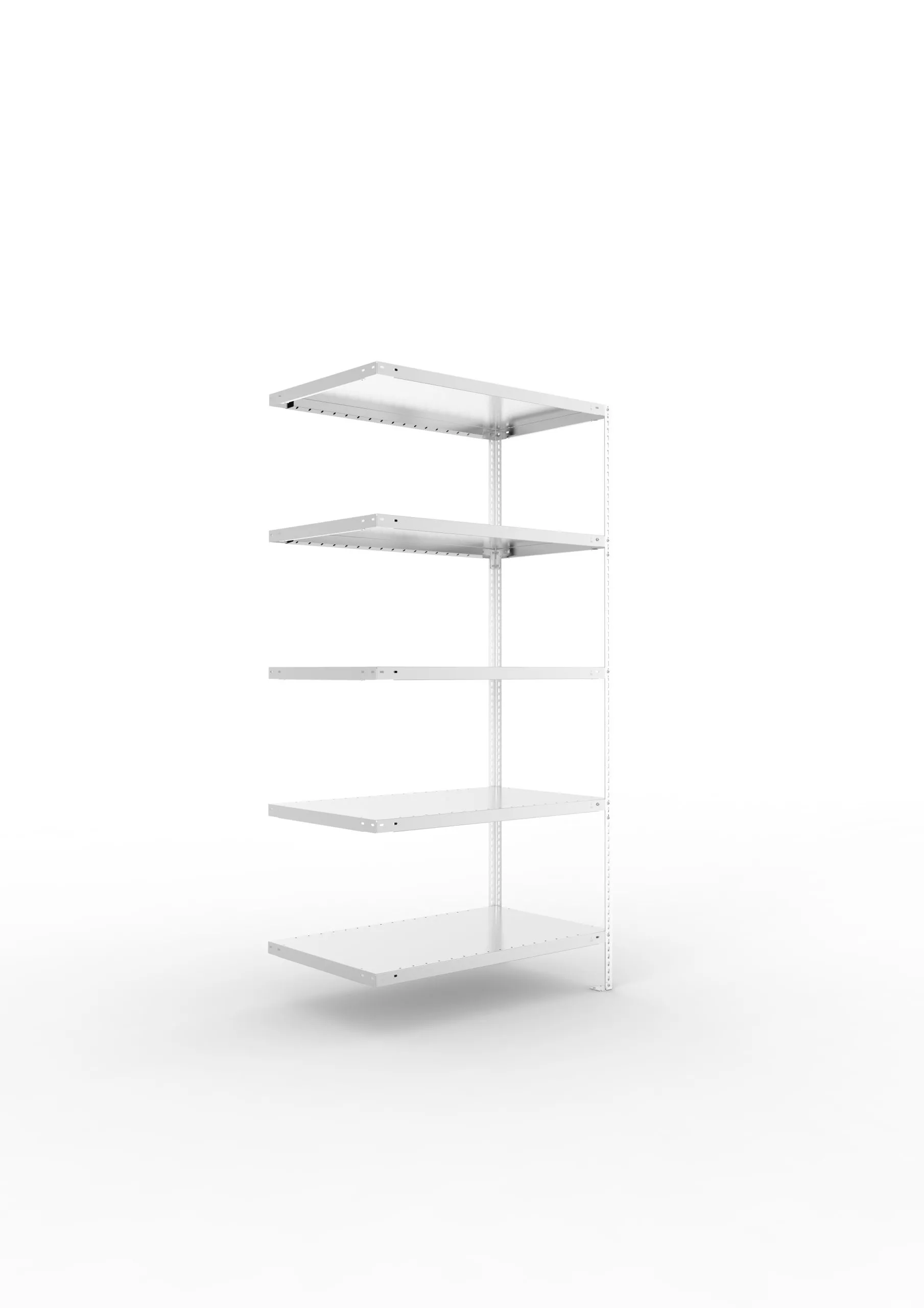 Meta Fachbodenregal Schraubsystem FIX | Anbauregal | HxBxT 200x100x60cm | 5 Ebenen | Fachlast 100kg | Einseitig nutzbar | Verzinkt