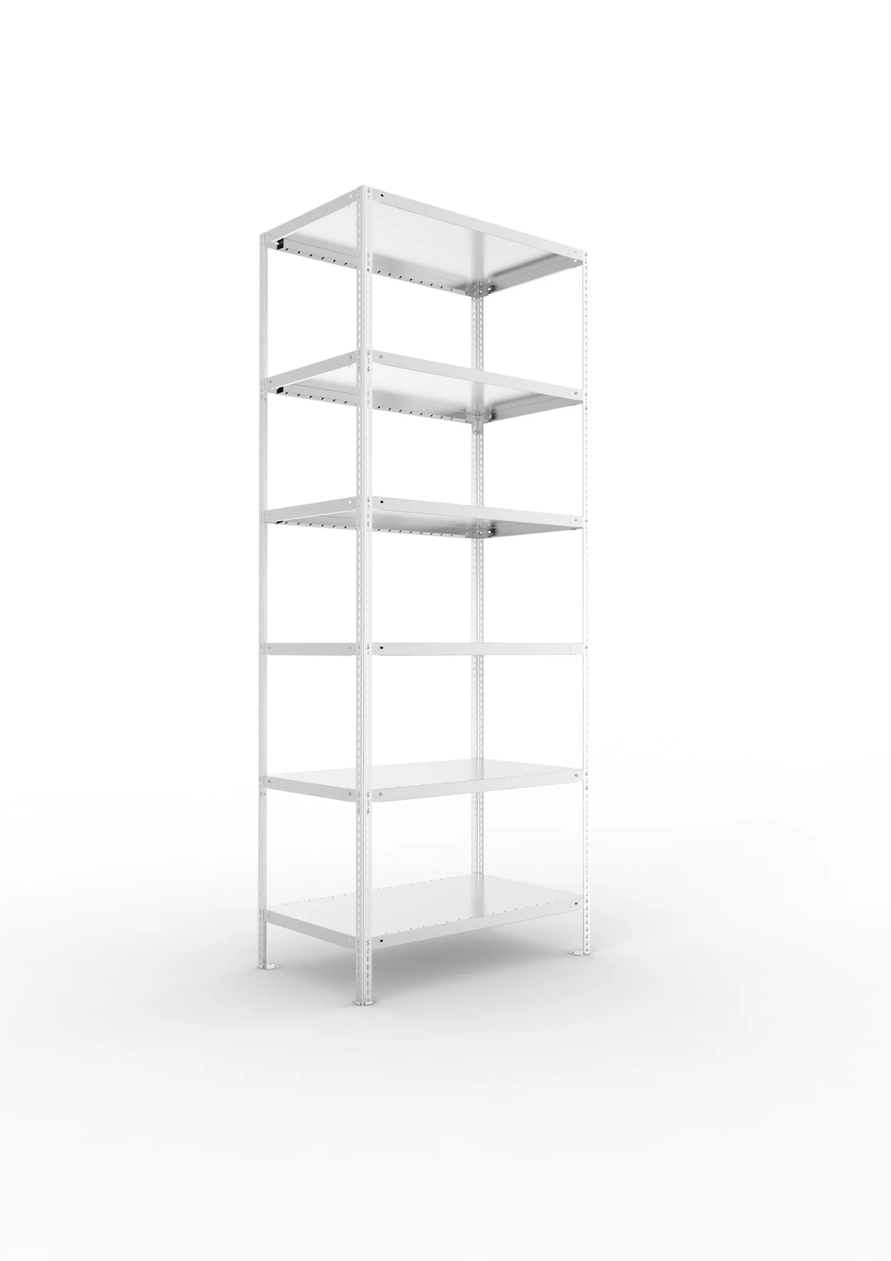 Meta Fachbodenregal Schraubsystem FIX | Grundregal | HxBxT 250x100x60cm | 6 Ebenen | Fachlast 100kg | Einseitig nutzbar | Verzinkt