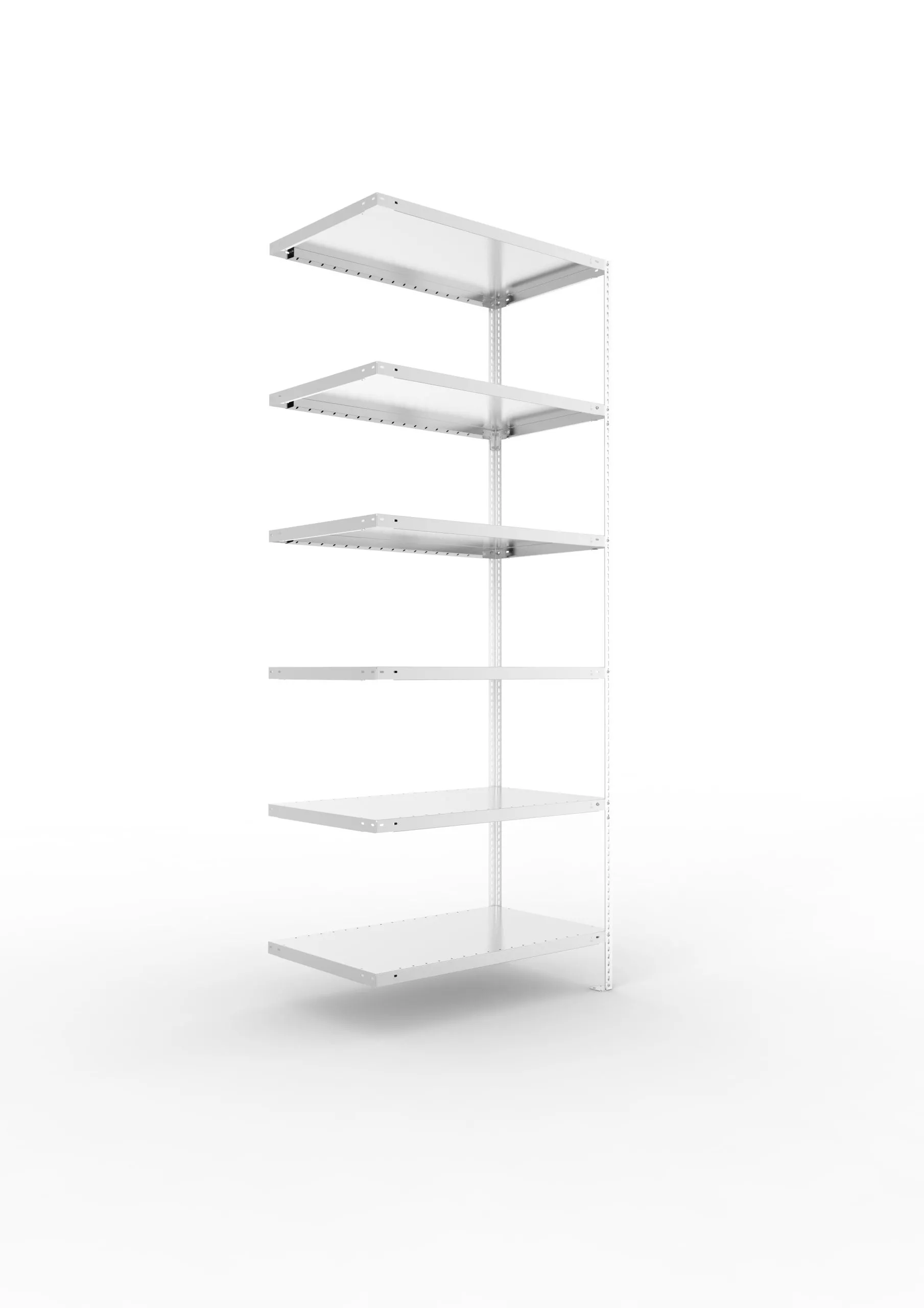 Meta Fachbodenregal Schraubsystem FIX | Anbauregal | HxBxT 250x100x60cm | 6 Ebenen | Fachlast 100kg | Einseitig nutzbar | Verzinkt