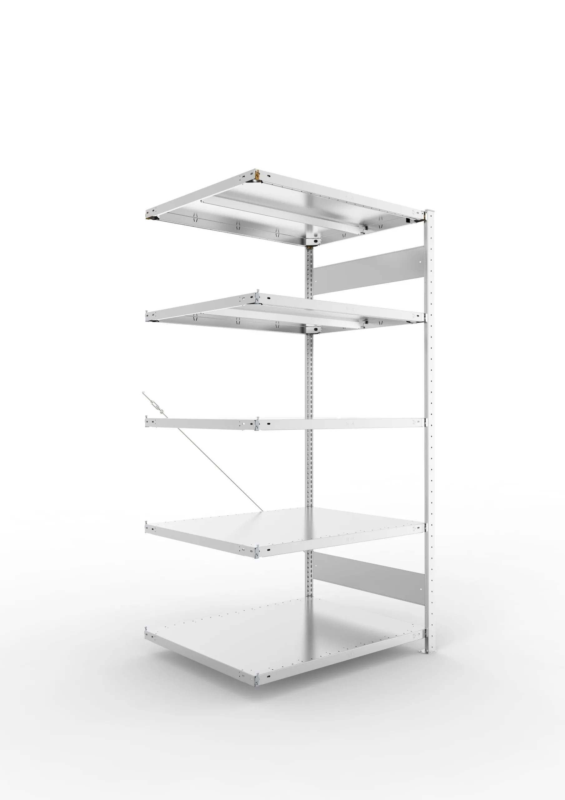 Meta Fachbodenregal Stecksystem CLIP mit vorgefertigten Rahmen | Anbauregal | HxBxT 200x100x80cm | 5 Ebenen | Fachlast 330kg | Einseitig nutzbar | Verzinkt