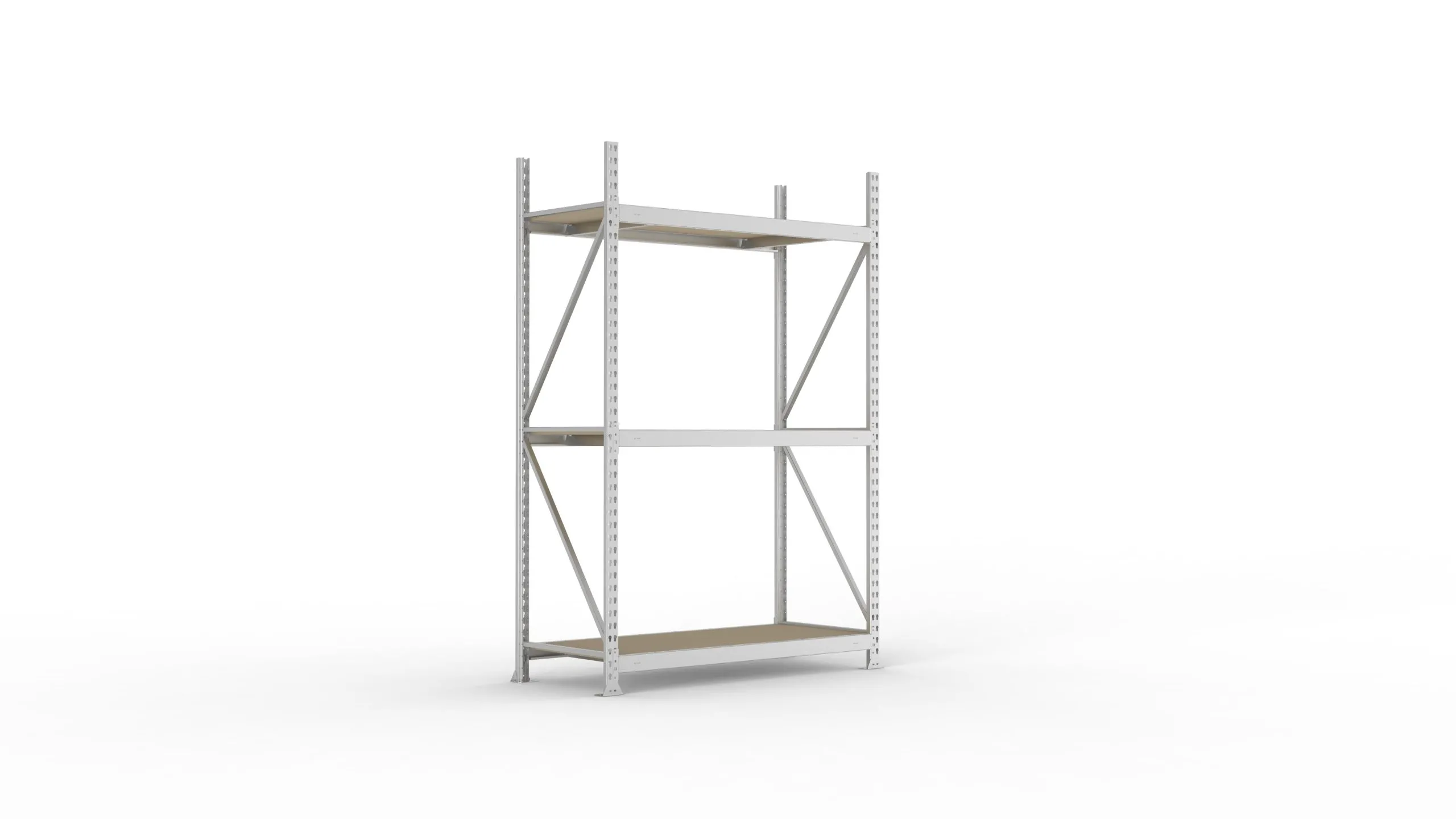 Meta Weitspannregal mit Spanplatten MINI-RACK | Grundregal | HxBxT 220x140x65cm | 3 Ebenen | Fachlast 600kg | Verzinkt