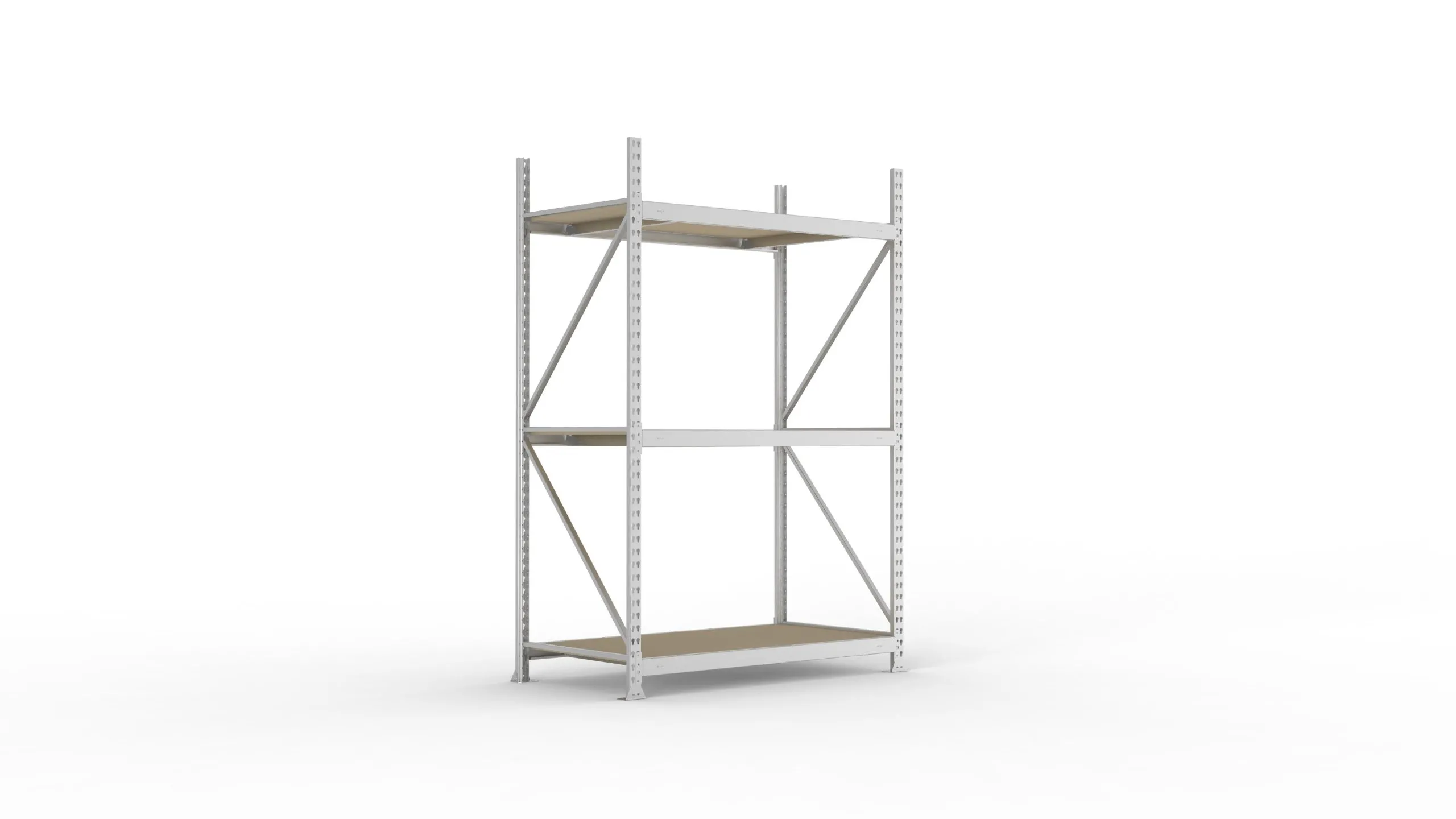 Meta Weitspannregal mit Spanplatten MINI-RACK | Grundregal | HxBxT 220x140x80cm | 3 Ebenen | Fachlast 600kg | Verzinkt