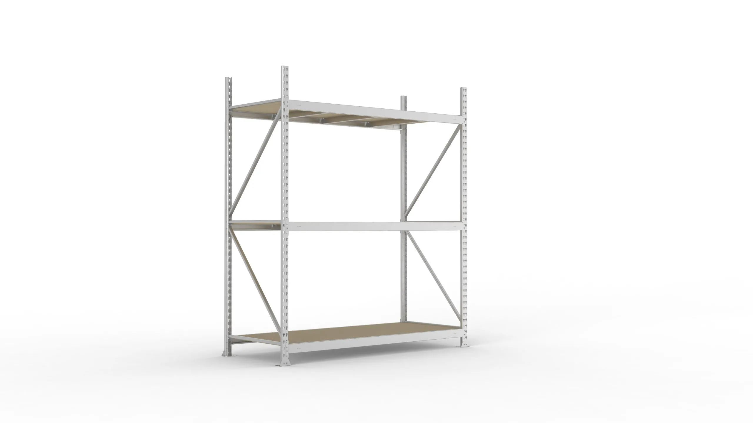 Meta Weitspannregal mit Spanplatten MINI-RACK | Grundregal | HxBxT 220x180x80cm | 3 Ebenen | Fachlast 600kg | Verzinkt