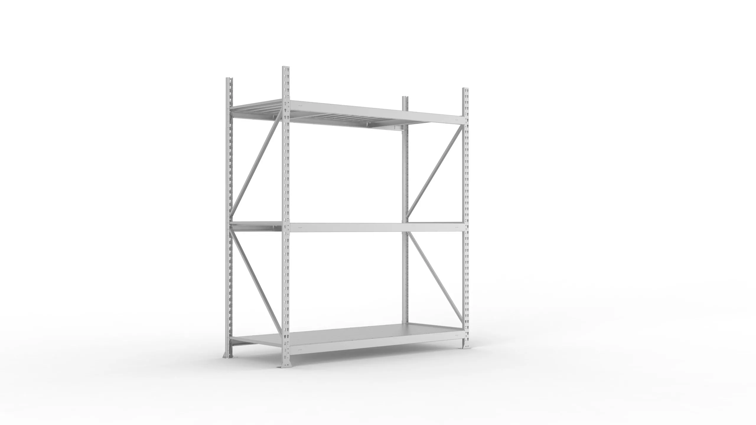 Meta Weitspannregal mit Stahlplatten MINI-RACK | Grundregal | HxBxT 220x180x80cm | 3 Ebenen | Fachlast 600kg | Verzinkt