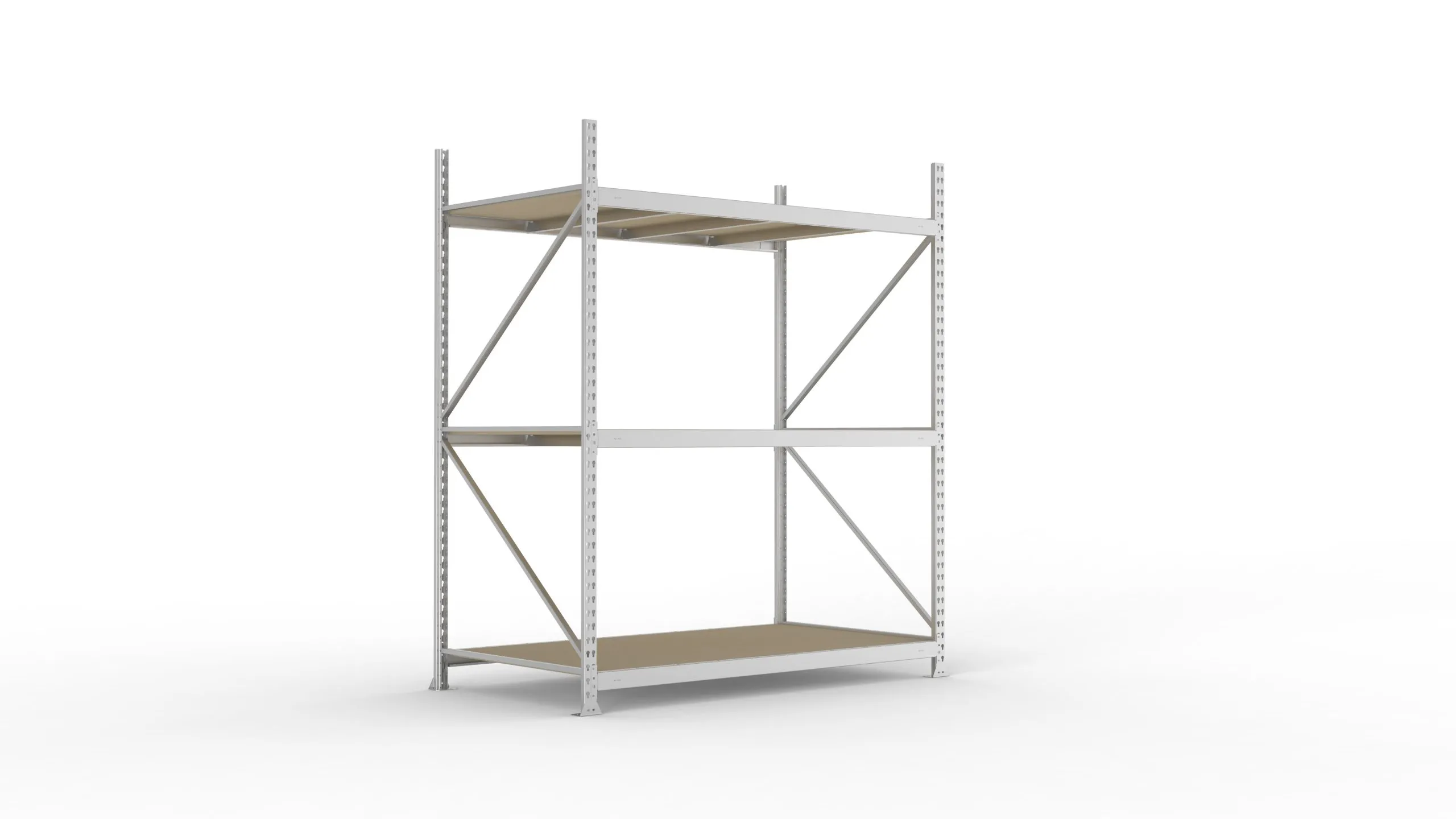 Meta Weitspannregal mit Spanplatten MINI-RACK | Grundregal | HxBxT 220x180x105cm | 3 Ebenen | Fachlast 600kg | Verzinkt