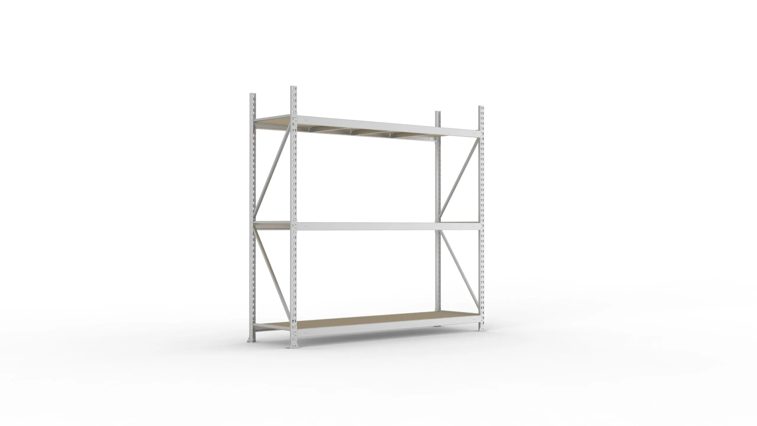 Meta Weitspannregal mit Spanplatten MINI-RACK | Grundregal | HxBxT 220x220x65cm | 3 Ebenen | Fachlast 600kg | Verzinkt