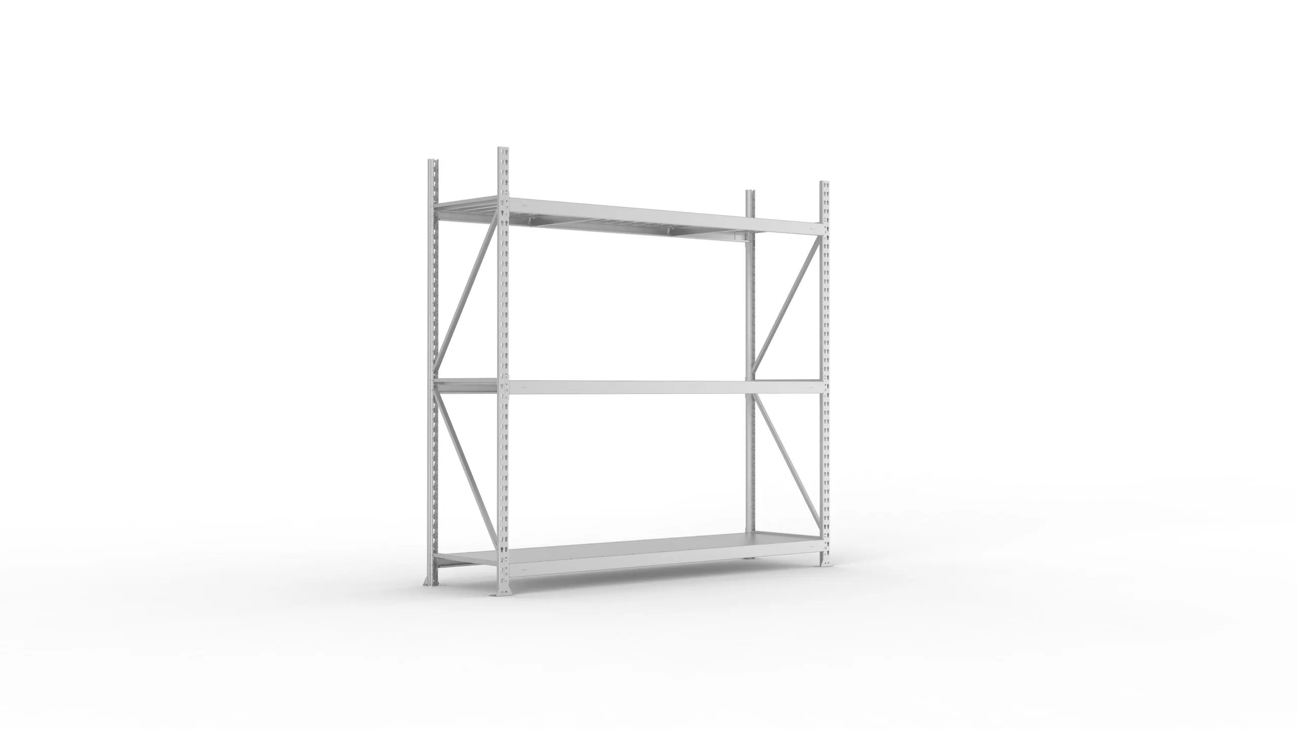 Meta Weitspannregal mit Stahlplatten MINI-RACK | Grundregal | HxBxT 220x220x65cm | 3 Ebenen | Fachlast 600kg | Verzinkt