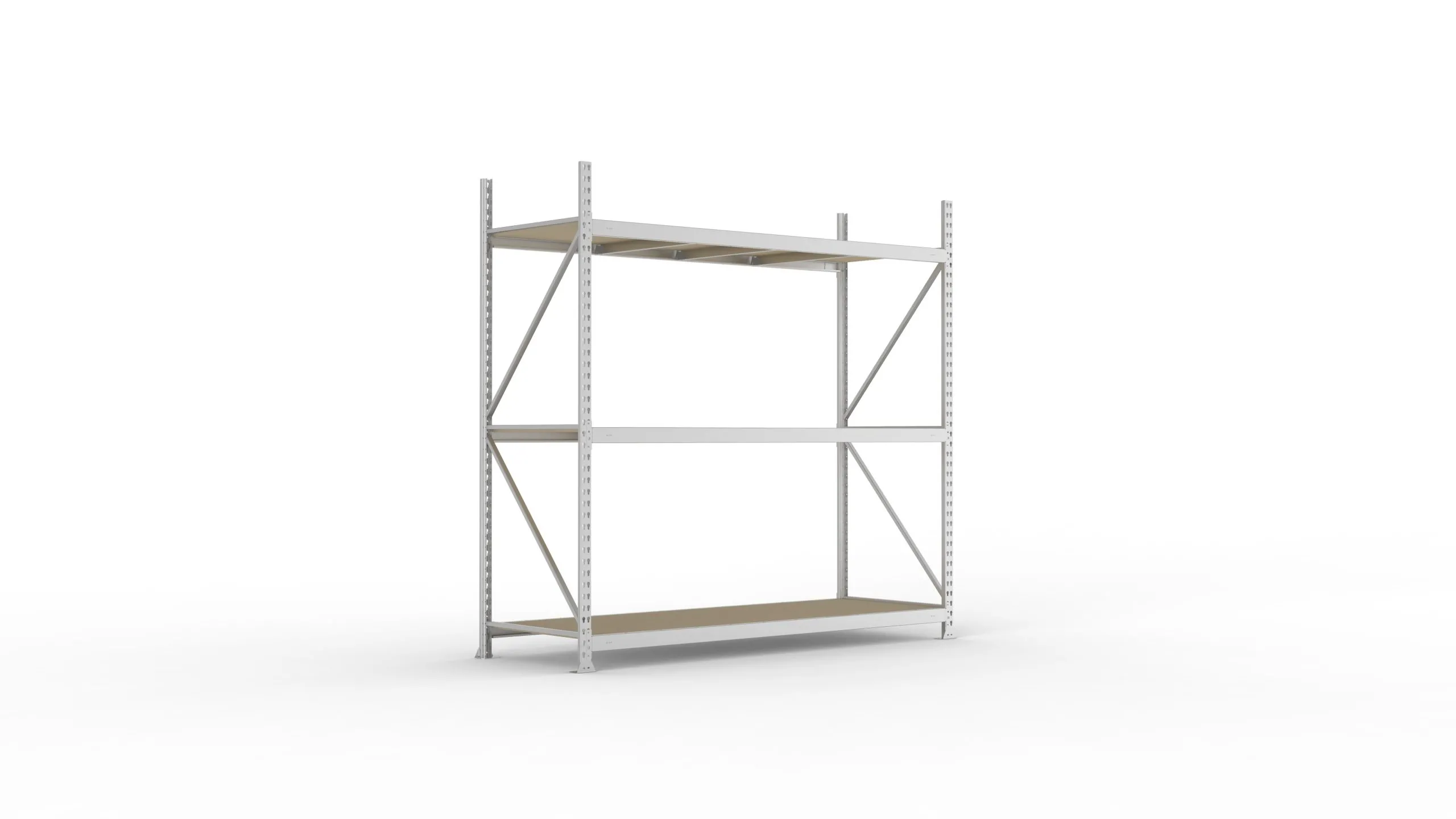 Meta Weitspannregal mit Spanplatten MINI-RACK | Grundregal | HxBxT 220x220x80cm | 3 Ebenen | Fachlast 600kg | Verzinkt
