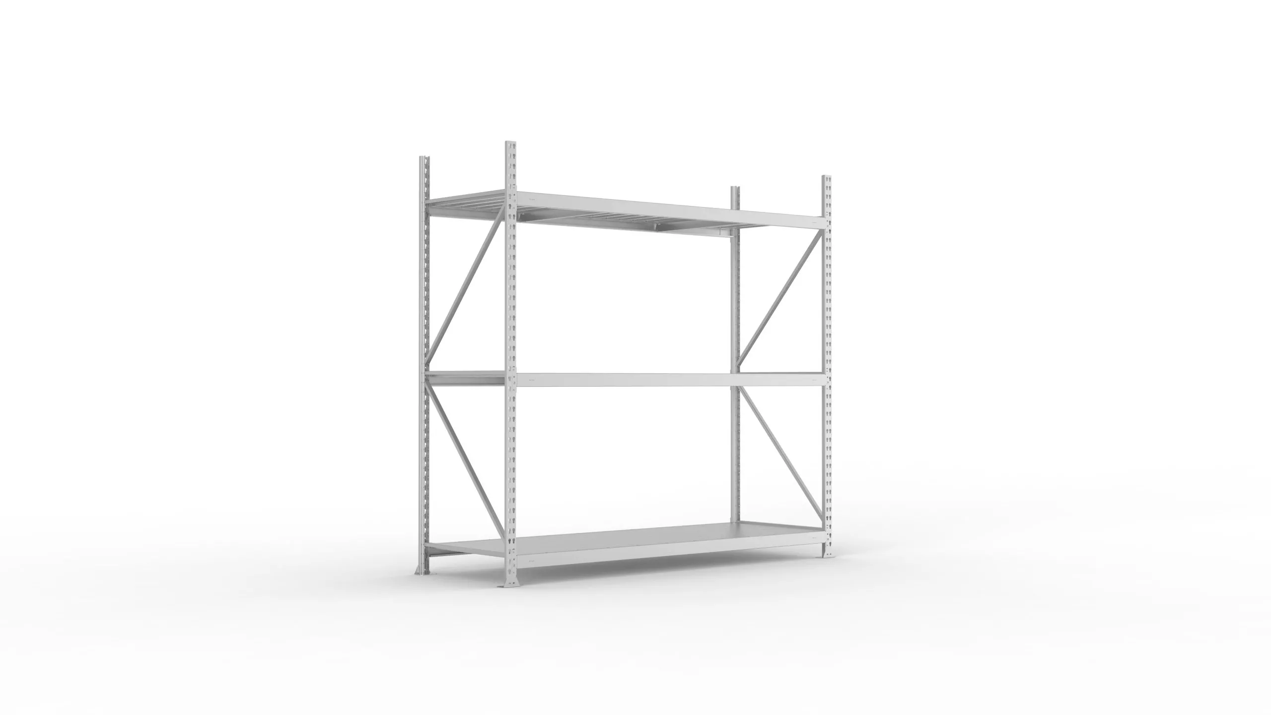 Meta Weitspannregal mit Stahlplatten MINI-RACK | Grundregal | HxBxT 220x220x80cm | 3 Ebenen | Fachlast 600kg | Verzinkt