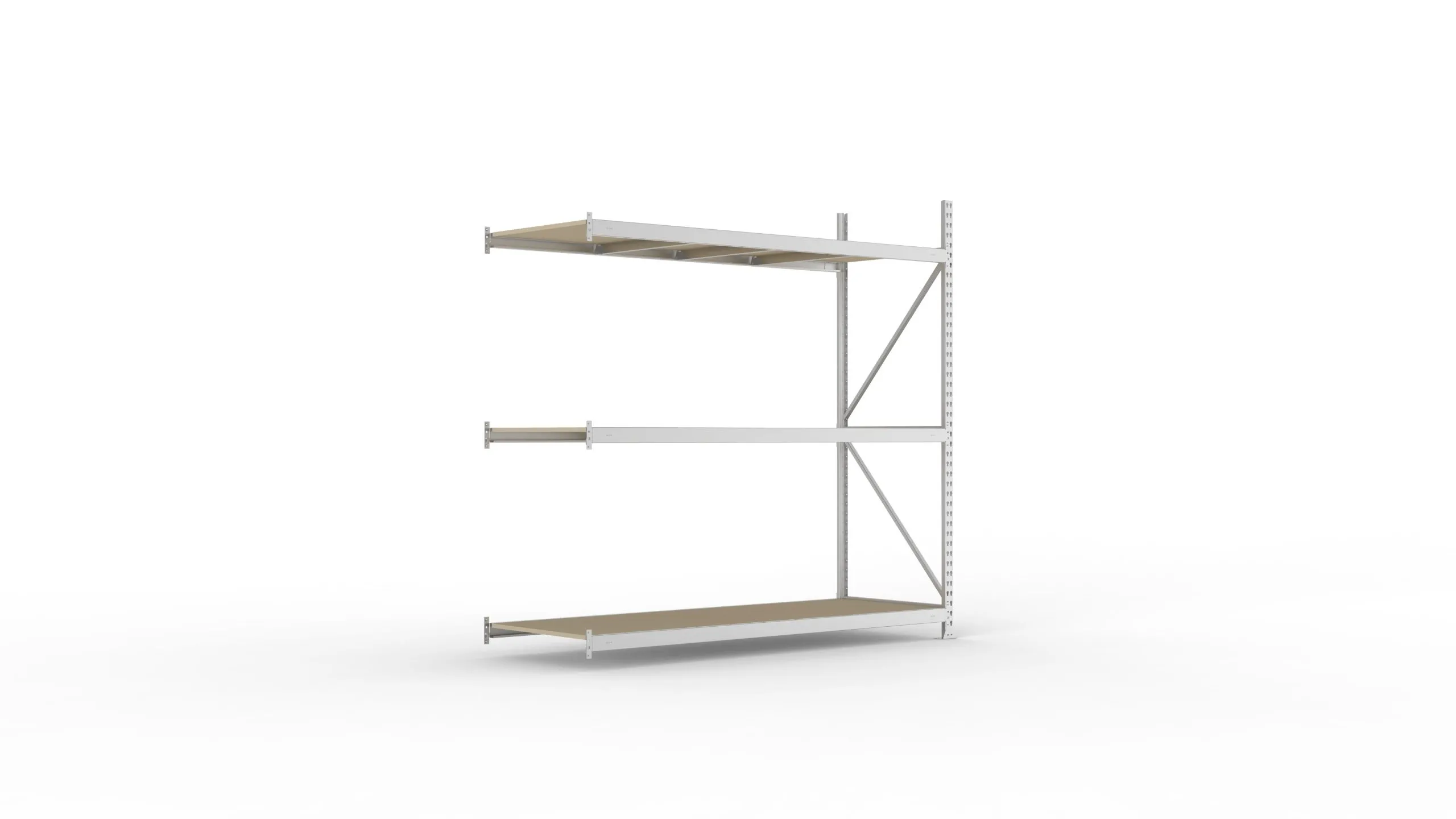 Meta Weitspannregal mit Spanplatten MINI-RACK | Anbauregal | HxBxT 220x220x80cm | 3 Ebenen | Fachlast 600kg | Verzinkt