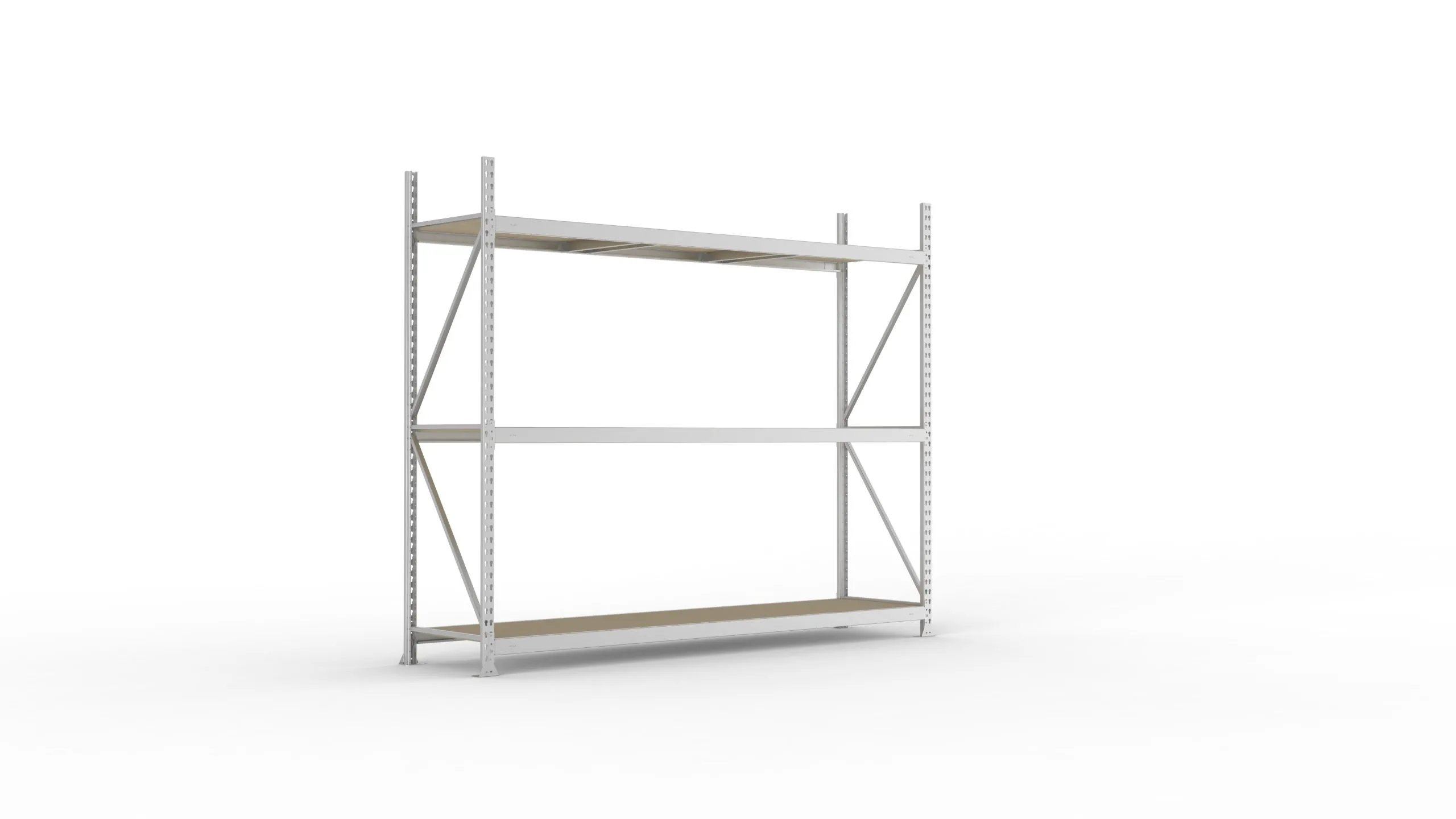 Meta Weitspannregal mit Spanplatten MINI-RACK | Grundregal | HxBxT 220x260x65cm | 3 Ebenen | Fachlast 490kg | Verzinkt