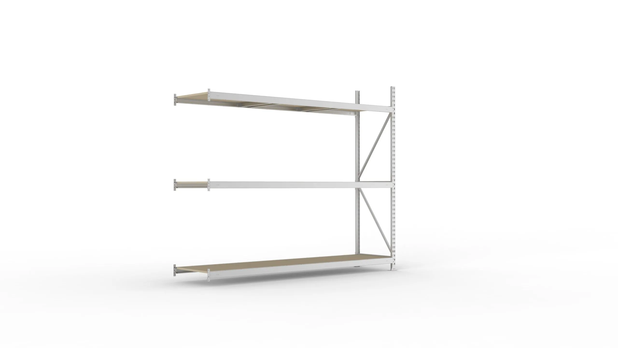 Meta Weitspannregal mit Spanplatten MINI-RACK | Anbauregal | HxBxT 220x260x65cm | 3 Ebenen | Fachlast 490kg | Verzinkt