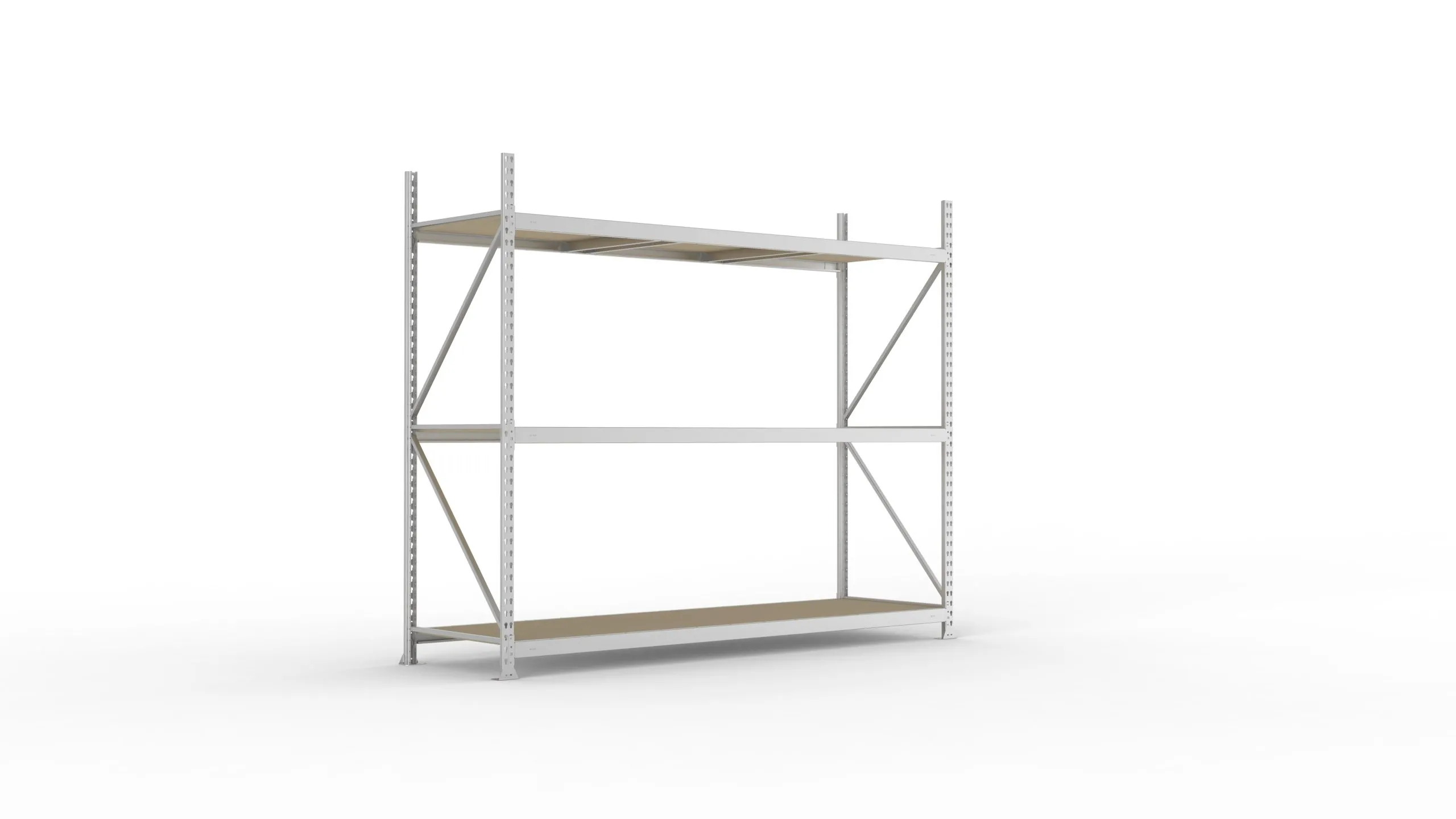 Meta Weitspannregal mit Spanplatten MINI-RACK | Grundregal | HxBxT 220x260x80cm | 3 Ebenen | Fachlast 490kg | Verzinkt