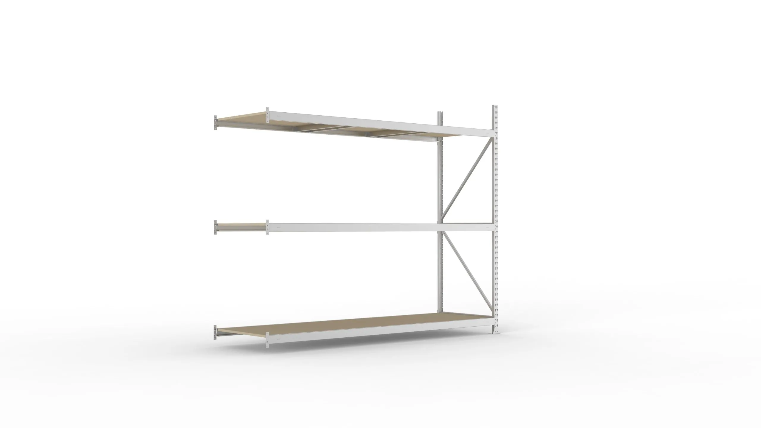 Meta Weitspannregal mit Spanplatten MINI-RACK | Anbauregal | HxBxT 220x260x80cm | 3 Ebenen | Fachlast 490kg | Verzinkt