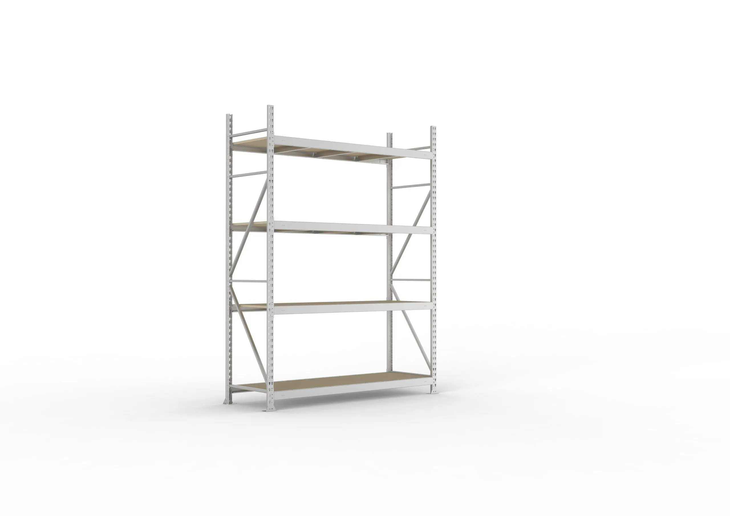 Meta Weitspannregal mit Spanplatten MINI-RACK | Grundregal | HxBxT 250x180x65cm | 4 Ebenen | Fachlast 600kg | Verzinkt