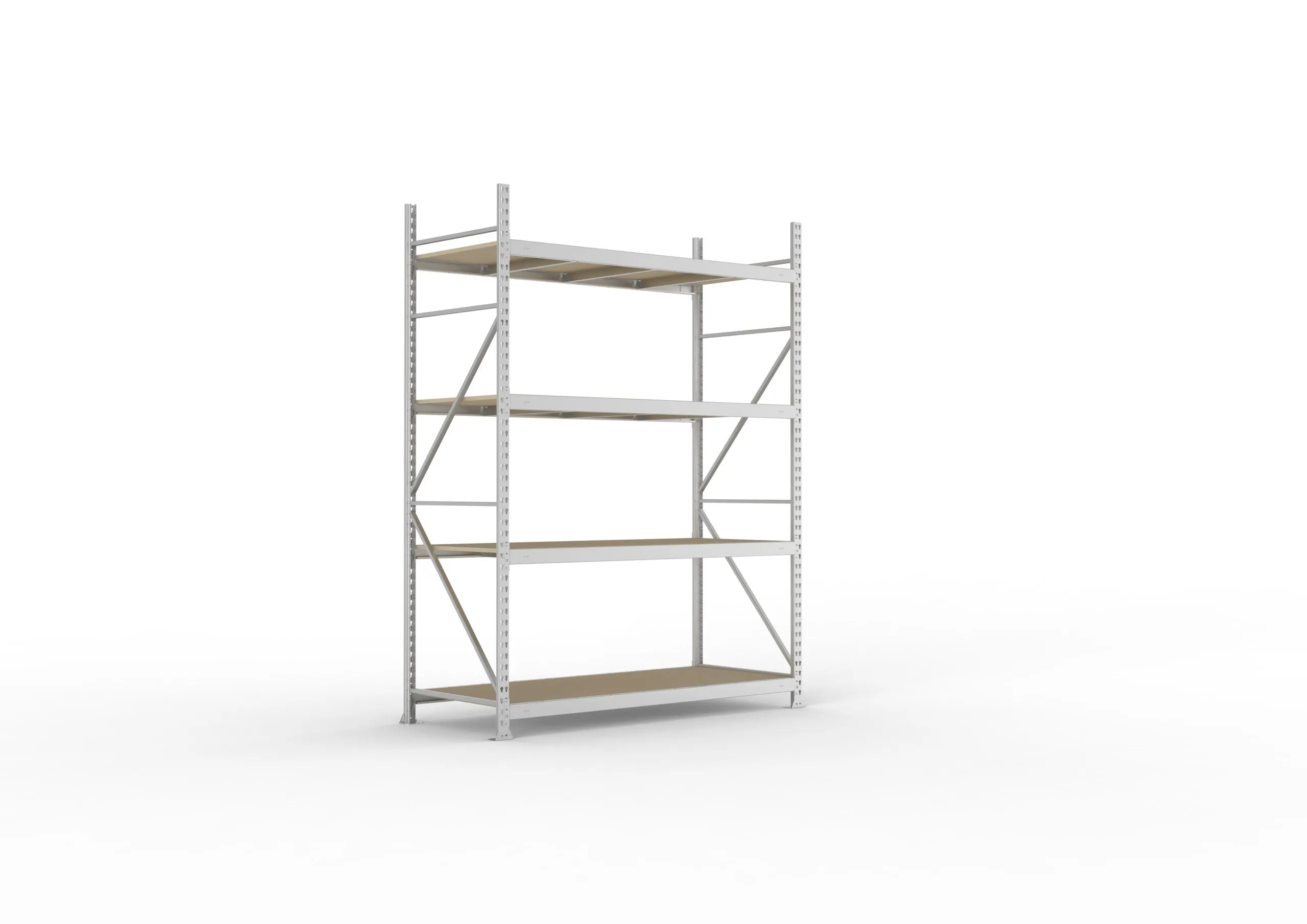 Meta Weitspannregal mit Spanplatten MINI-RACK | Grundregal | HxBxT 250x180x80cm | 4 Ebenen | Fachlast 600kg | Verzinkt