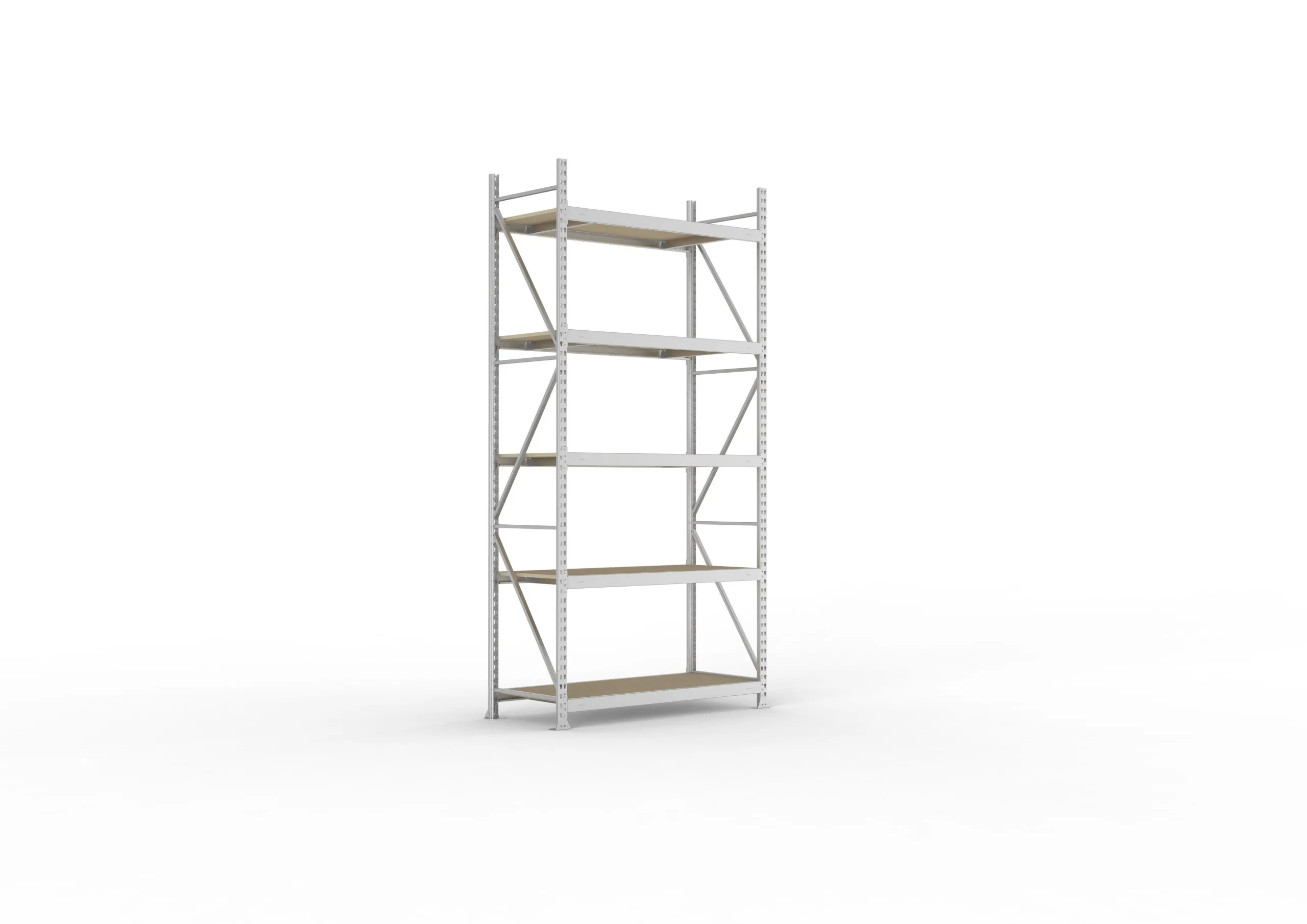 Meta Weitspannregal mit Spanplatten MINI-RACK | Grundregal | HxBxT 300x140x65cm | 5 Ebenen | Fachlast 600kg | Verzinkt