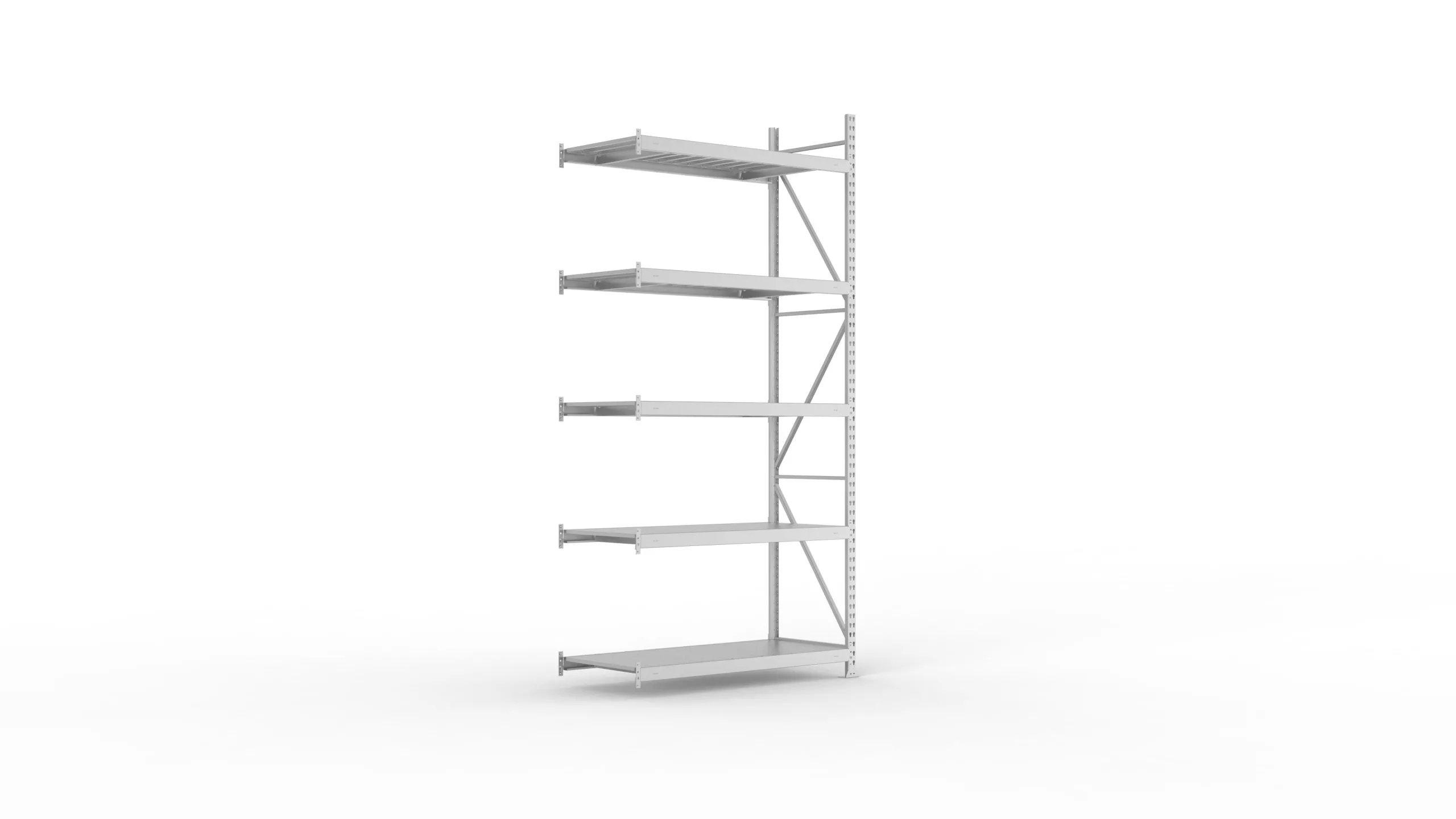 Meta Weitspannregal mit Stahlplatten MINI-RACK | Anbauregal | HxBxT 300x140x65cm | 5 Ebenen | Fachlast 600kg | Verzinkt