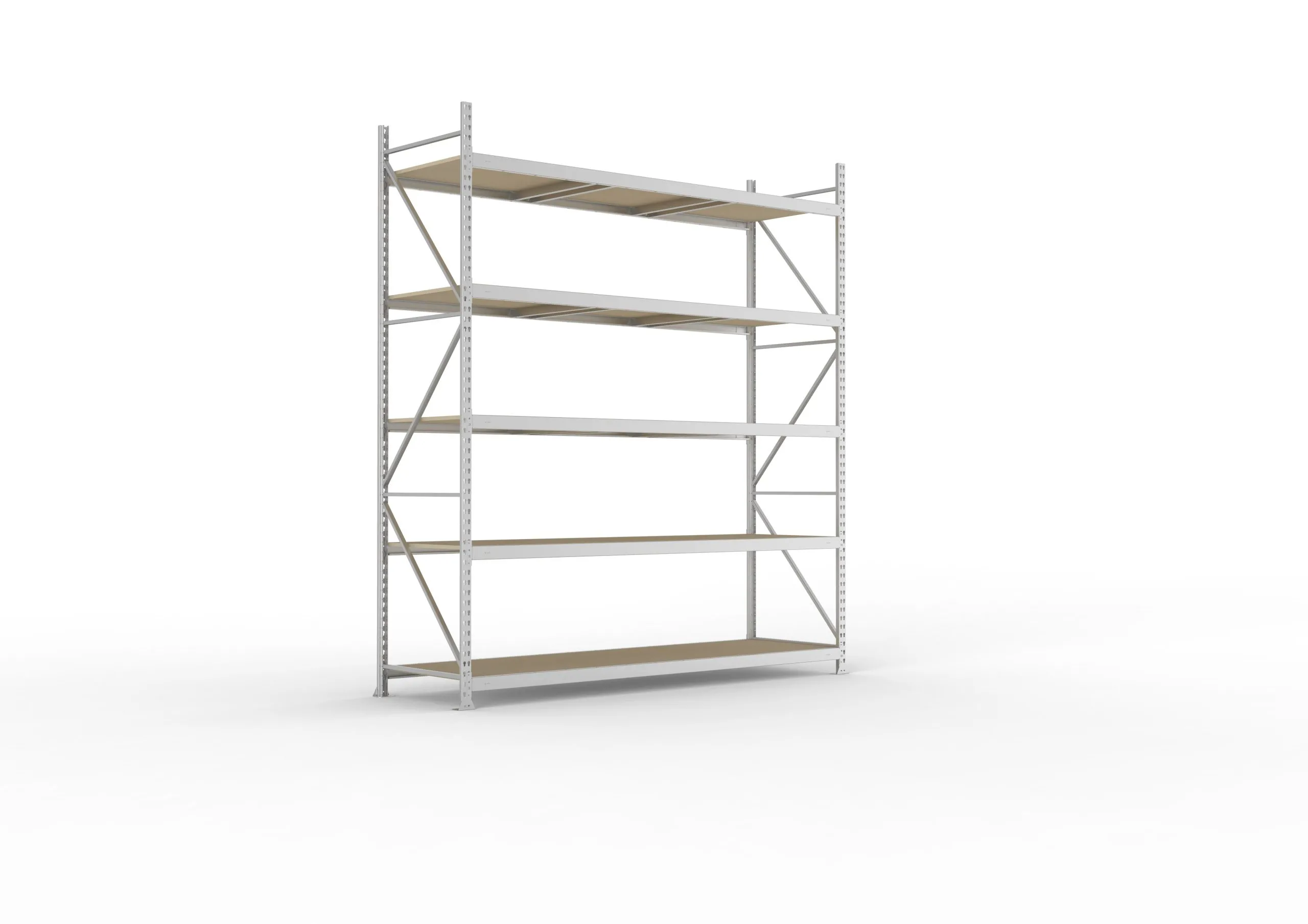 Meta Weitspannregal mit Spanplatten MINI-RACK | Grundregal | HxBxT 300x260x80cm | 5 Ebenen | Fachlast 490kg | Verzinkt