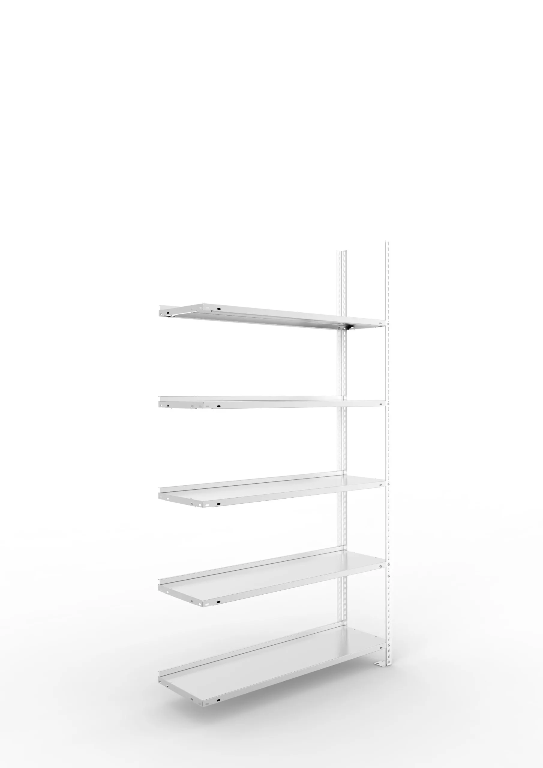 Meta Aktenregal Schraubsystem FIX | Anbauregal | HxBxT 185x100x30cm | 5 Ebenen | Fachlast 80kg | Einseitig nutzbar | Verzinkt