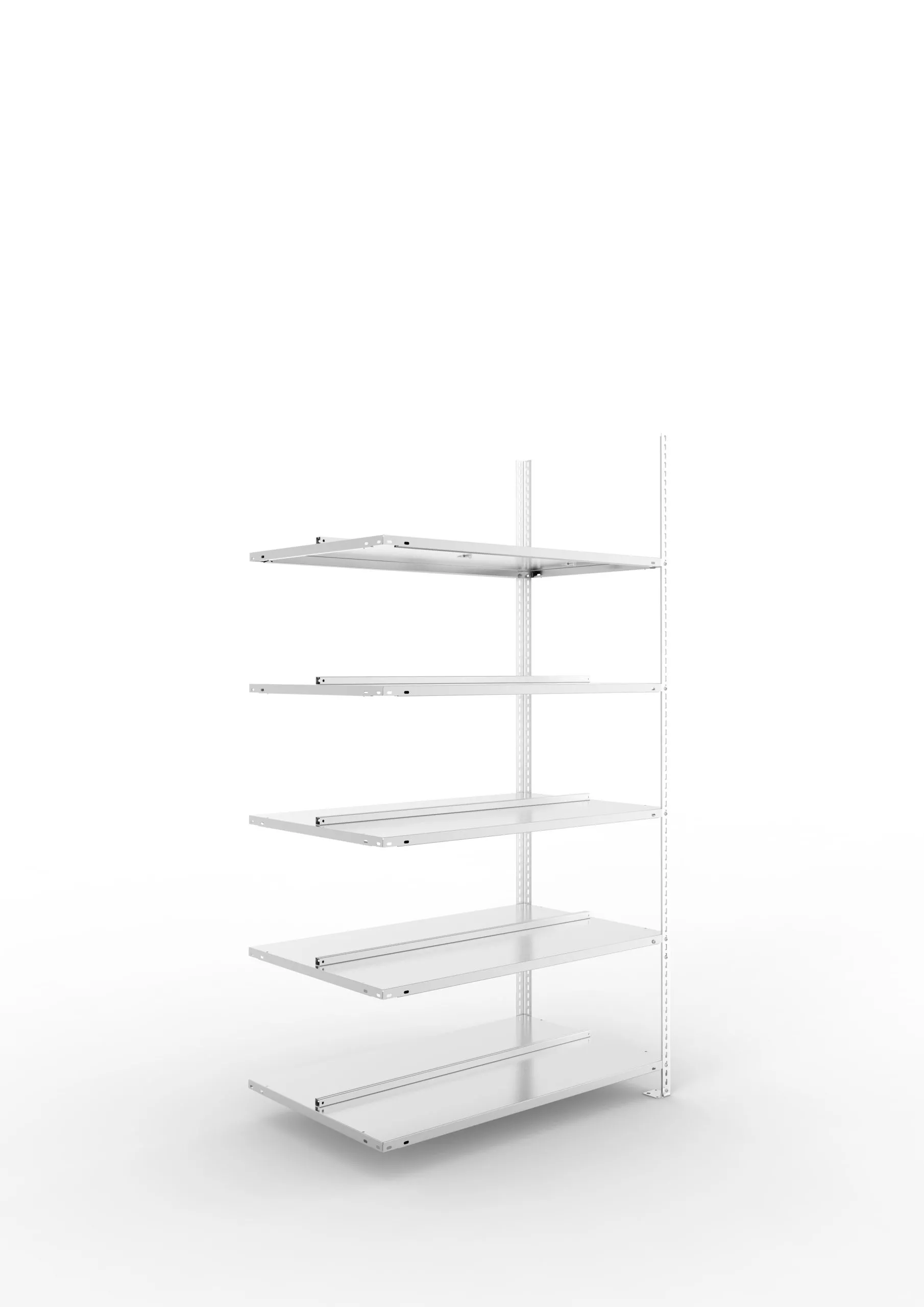 Meta Aktenregal Schraubsystem FIX | Anbauregal | HxBxT 185x100x60cm | 5 Ebenen | Fachlast 80kg | Beidseitig nutzbar | Verzinkt