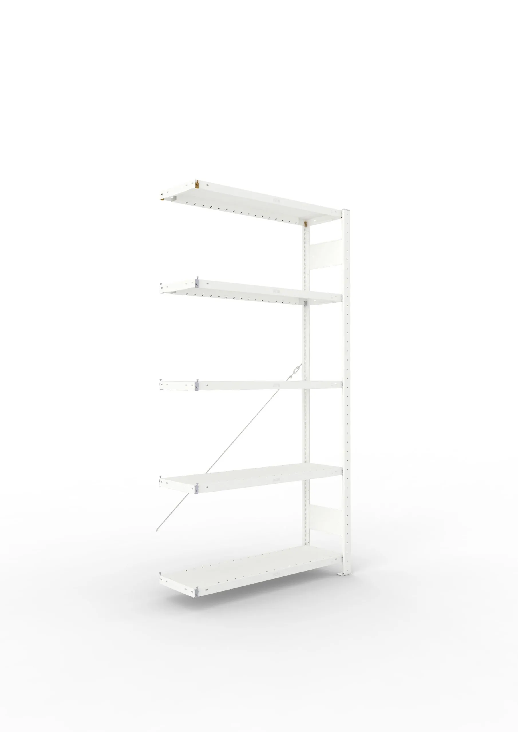 Meta Fachbodenregal Stecksystem CLIP mit vorgefertigten Rahmen | Anbauregal | HxBxT 200x100x30cm | 5 Ebenen | Fachlast 100kg | Einseitig nutzbar | Lichtgrau