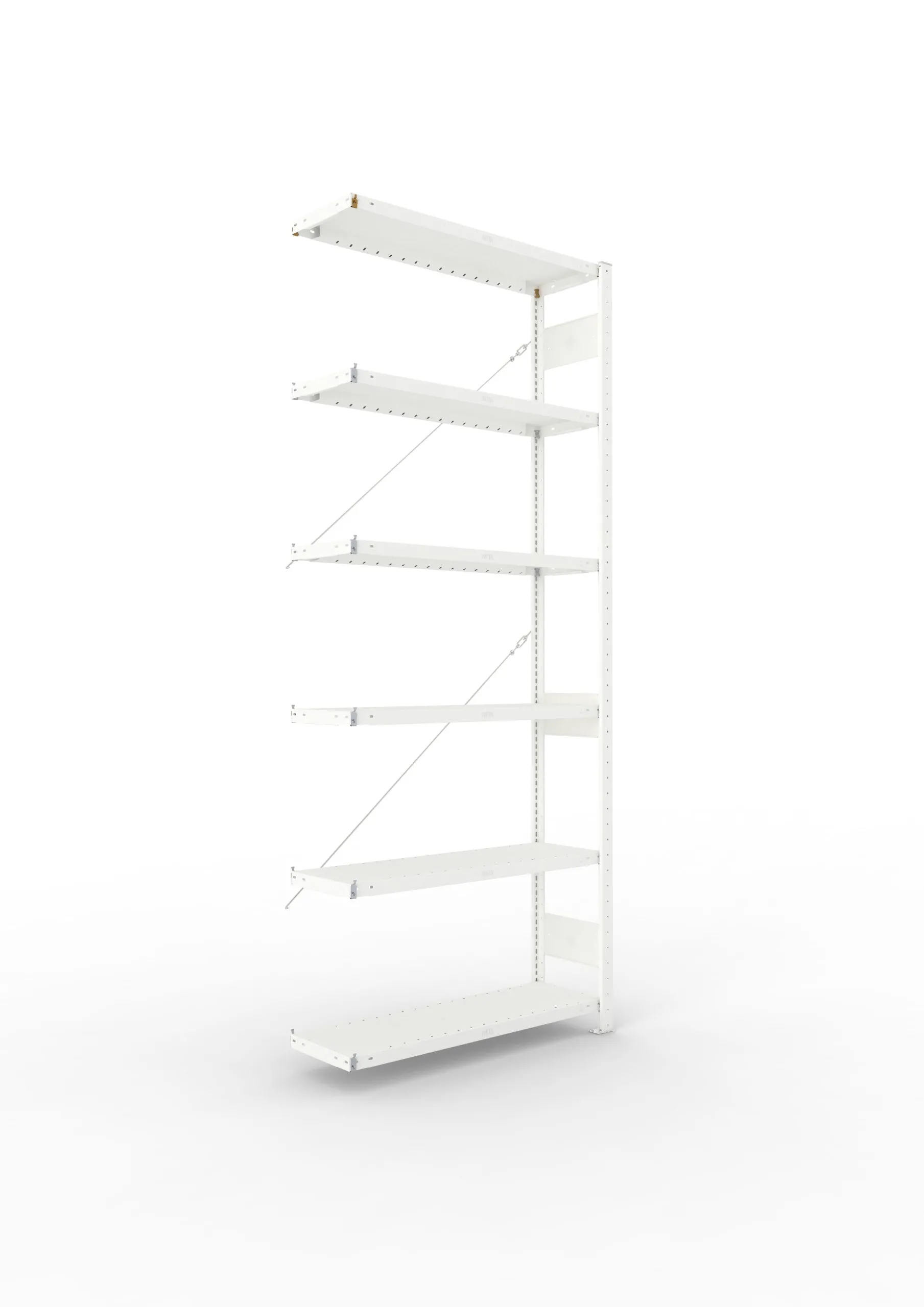 Meta Fachbodenregal Stecksystem CLIP mit vorgefertigten Rahmen | Anbauregal | HxBxT 250x100x30cm | 6 Ebenen | Fachlast 100kg | Einseitig nutzbar | Lichtgrau