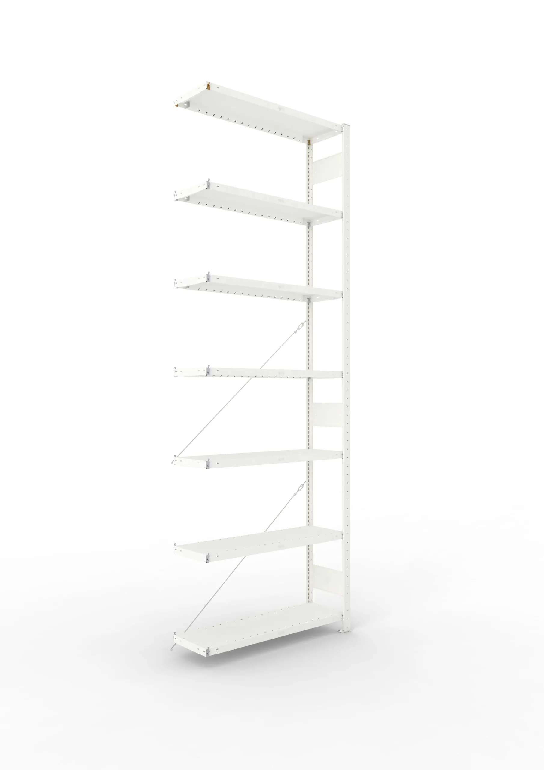 Meta Fachbodenregal Stecksystem CLIP mit vorgefertigten Rahmen | Anbauregal | HxBxT 300x100x30cm | 7 Ebenen | Fachlast 100kg | Einseitig nutzbar | Lichtgrau