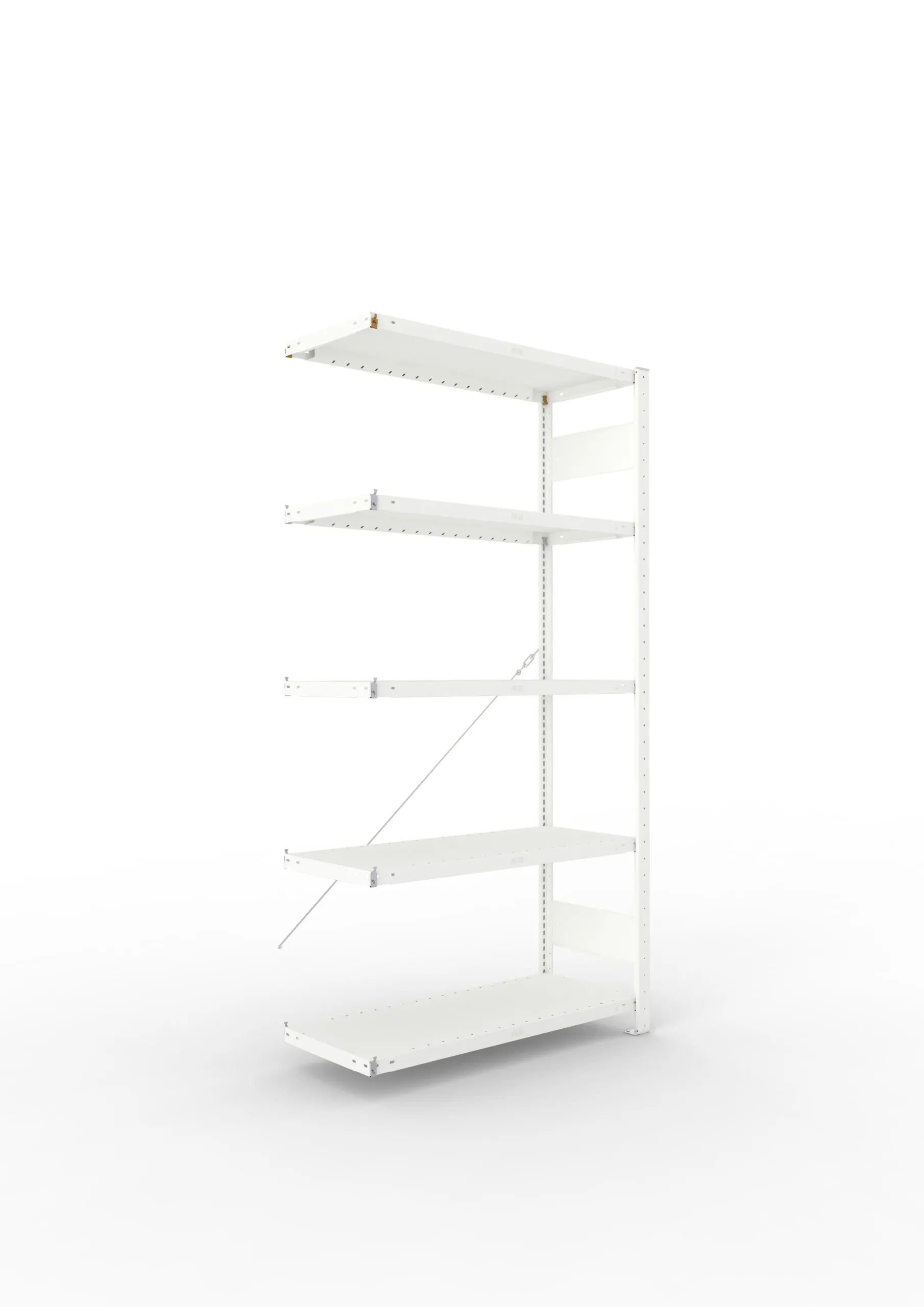 Meta Fachbodenregal Stecksystem CLIP mit vorgefertigten Rahmen | Anbauregal | HxBxT 200x100x40cm | 5 Ebenen | Fachlast 100kg | Einseitig nutzbar | Lichtgrau