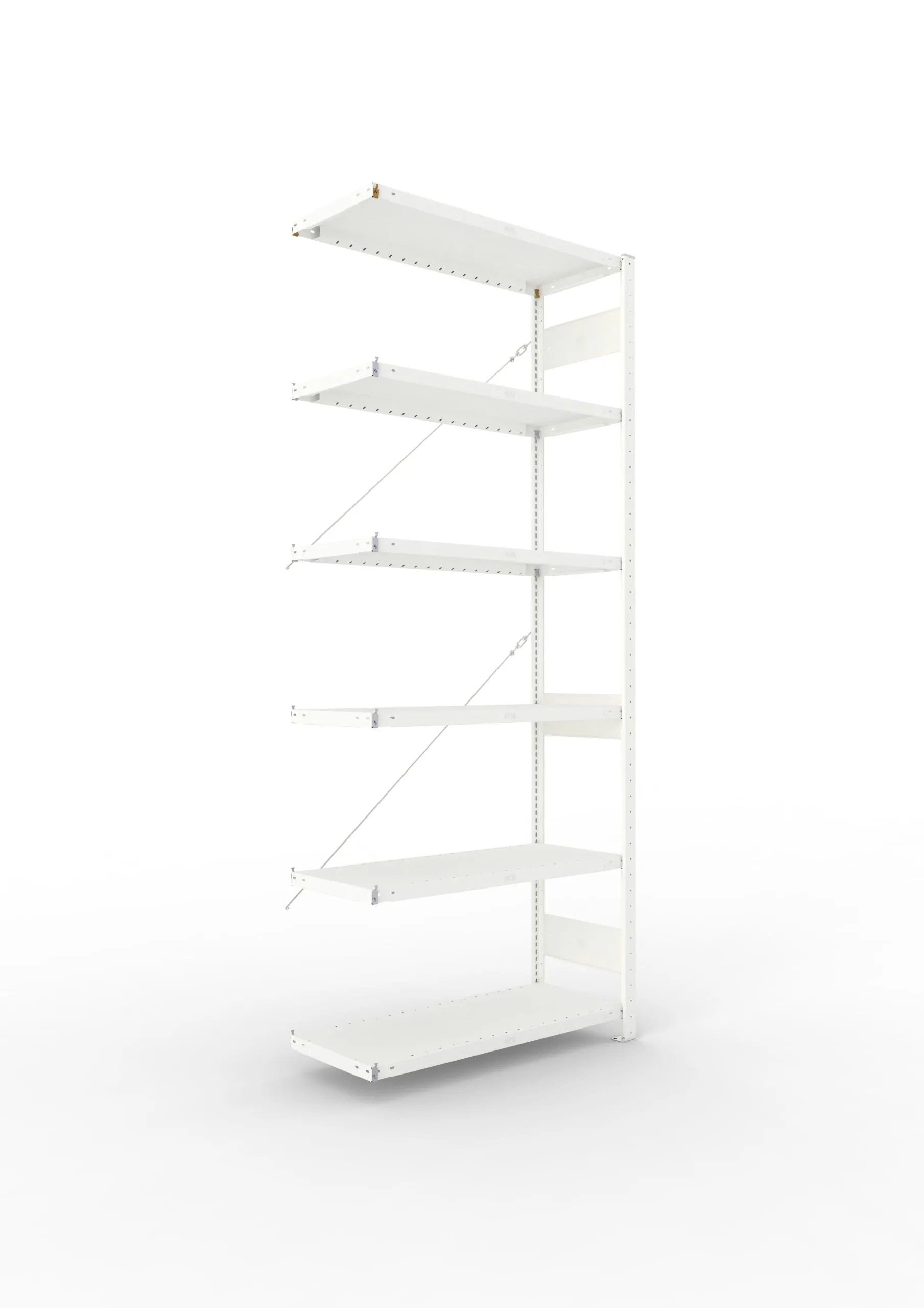 Meta Fachbodenregal Stecksystem CLIP mit vorgefertigten Rahmen | Anbauregal | HxBxT 250x100x40cm | 6 Ebenen | Fachlast 100kg | Einseitig nutzbar | Lichtgrau