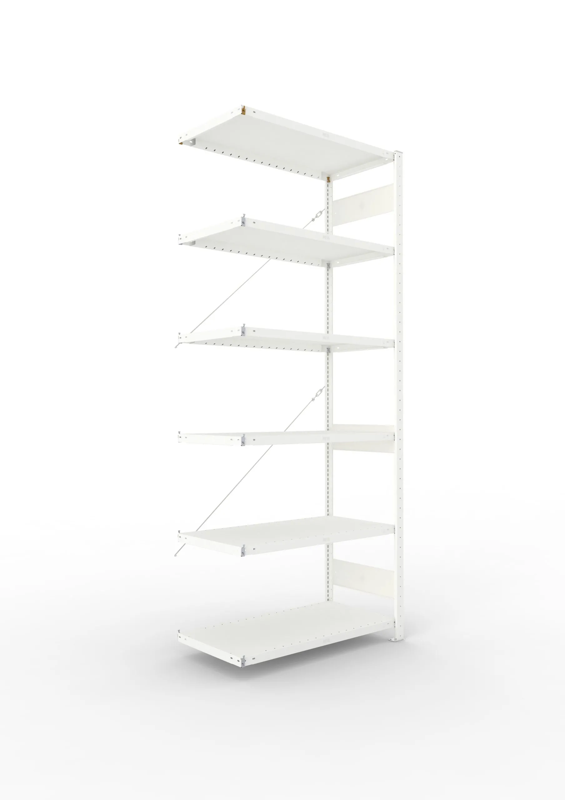 Meta Fachbodenregal Stecksystem CLIP mit vorgefertigten Rahmen | Anbauregal | HxBxT 250x100x50cm | 6 Ebenen | Fachlast 100kg | Einseitig nutzbar | Lichtgrau