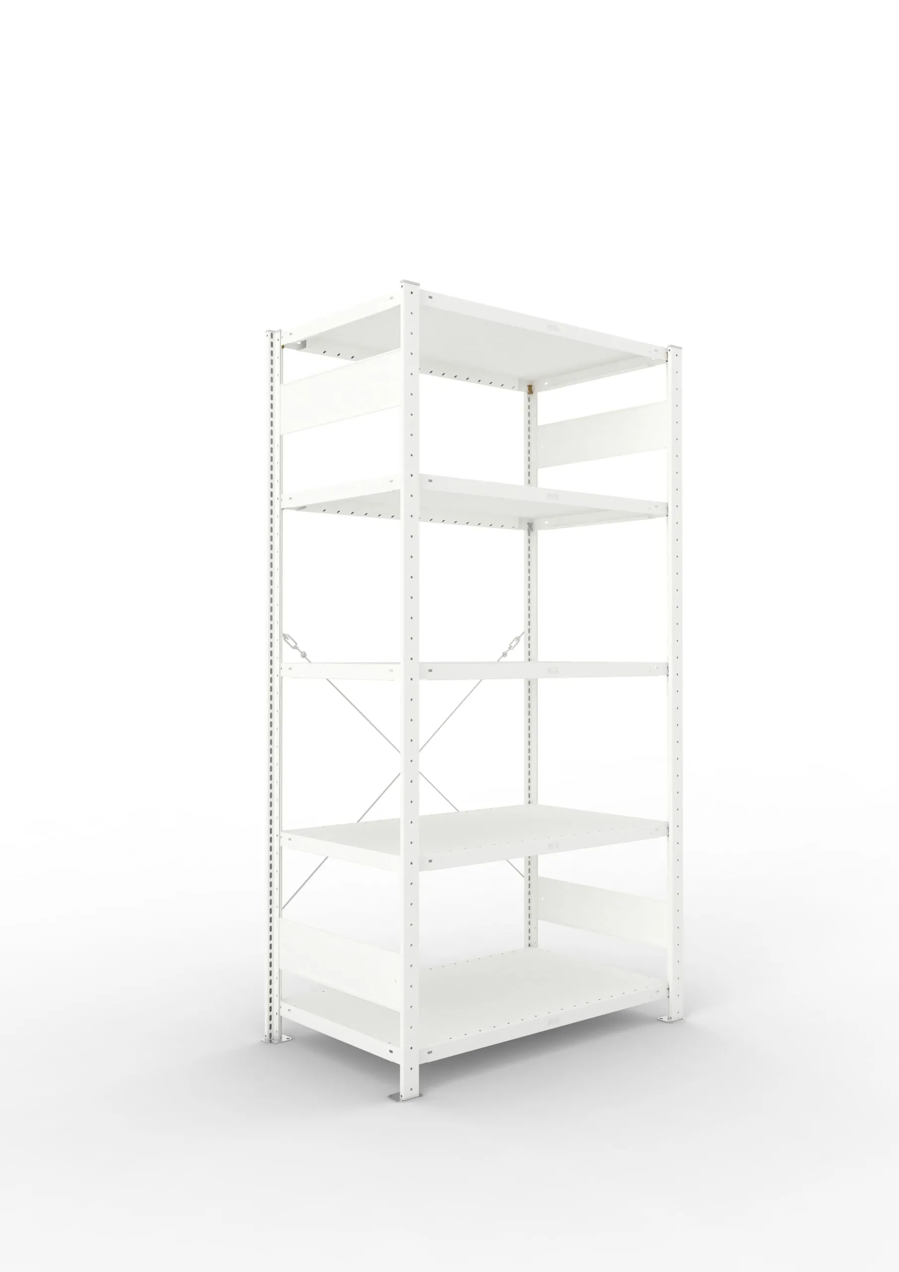 Meta Fachbodenregal Stecksystem CLIP mit vorgefertigten Rahmen | Grundregal | HxBxT 200x100x60cm | 5 Ebenen | Fachlast 100kg | Einseitig nutzbar | Lichtgrau