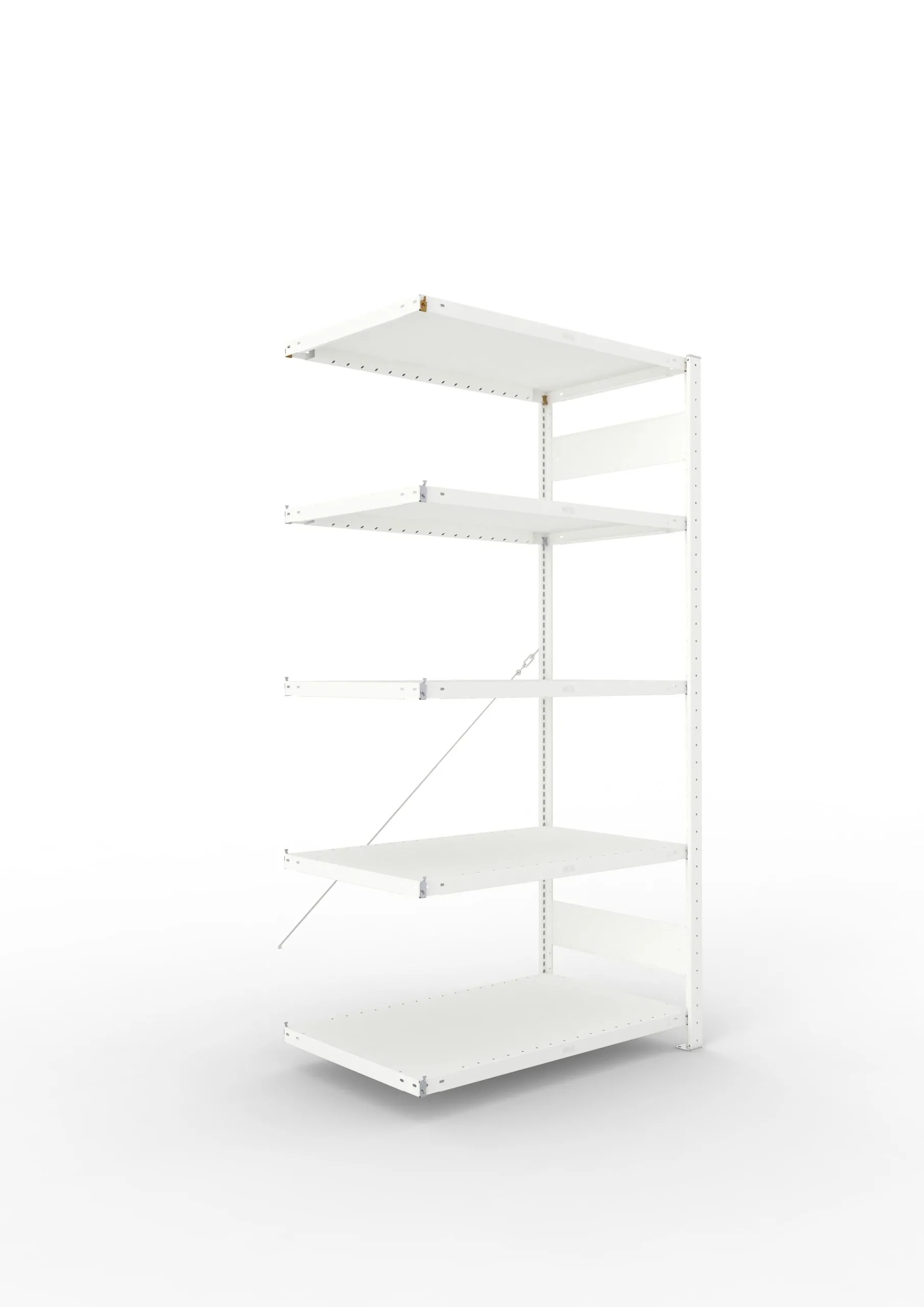 Meta Fachbodenregal Stecksystem CLIP mit vorgefertigten Rahmen | Anbauregal | HxBxT 200x100x60cm | 5 Ebenen | Fachlast 100kg | Einseitig nutzbar | Lichtgrau