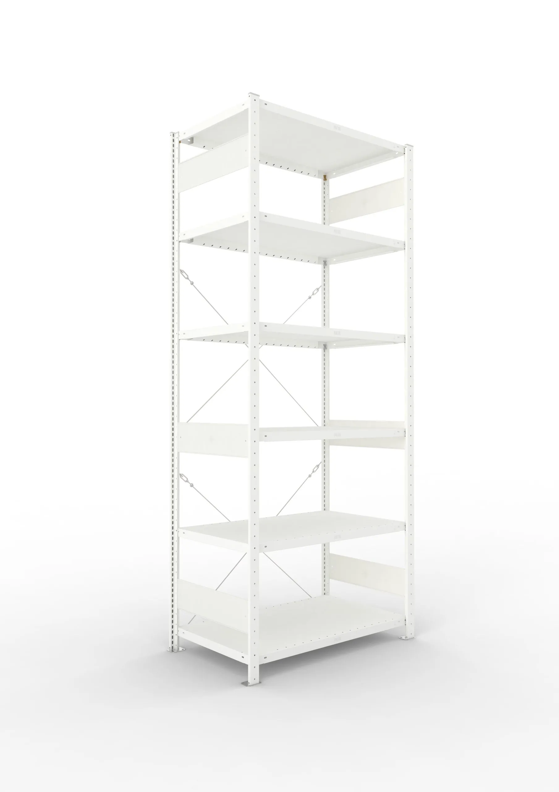 Meta Fachbodenregal Stecksystem CLIP mit vorgefertigten Rahmen | Grundregal | HxBxT 250x100x60cm | 6 Ebenen | Fachlast 100kg | Einseitig nutzbar | Lichtgrau