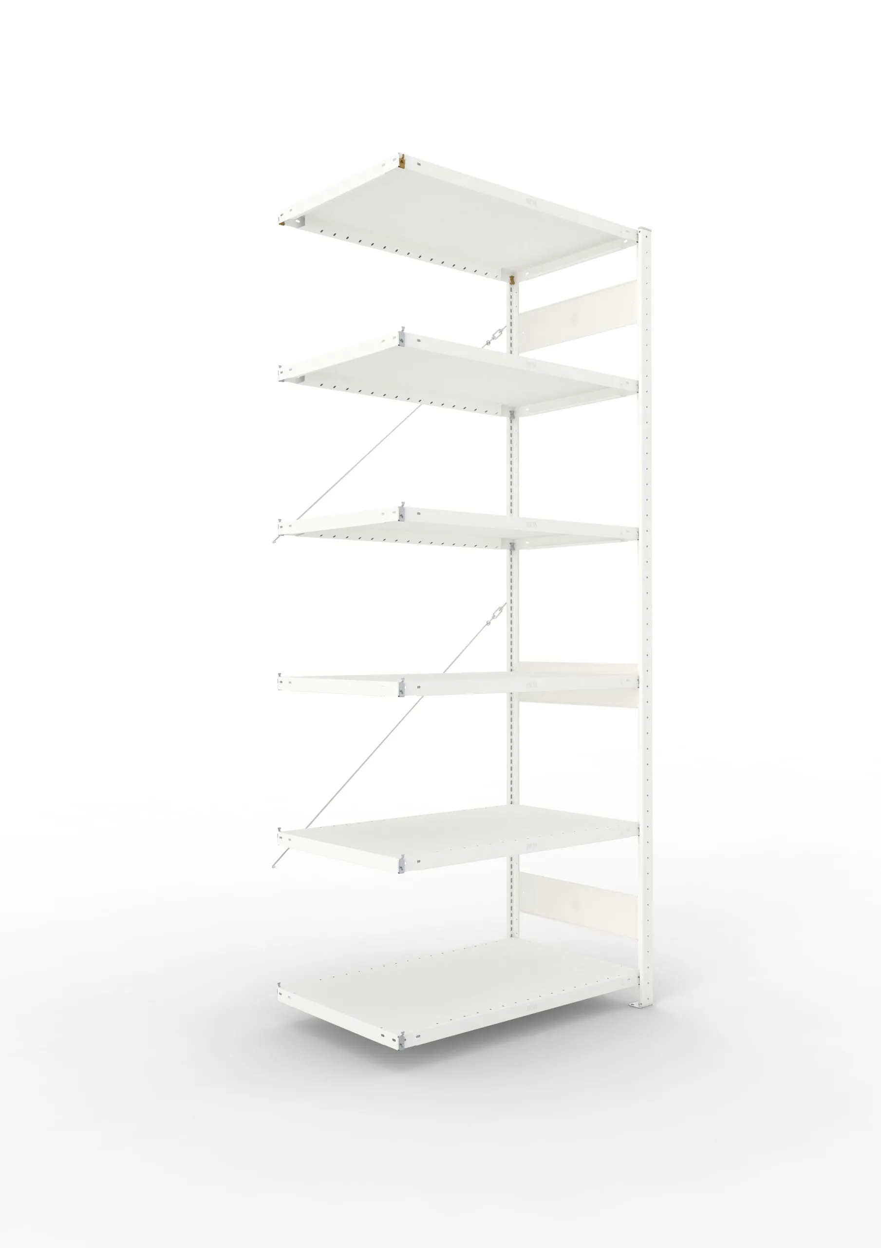 Meta Fachbodenregal Stecksystem CLIP mit vorgefertigten Rahmen | Anbauregal | HxBxT 250x100x60cm | 6 Ebenen | Fachlast 100kg | Einseitig nutzbar | Lichtgrau