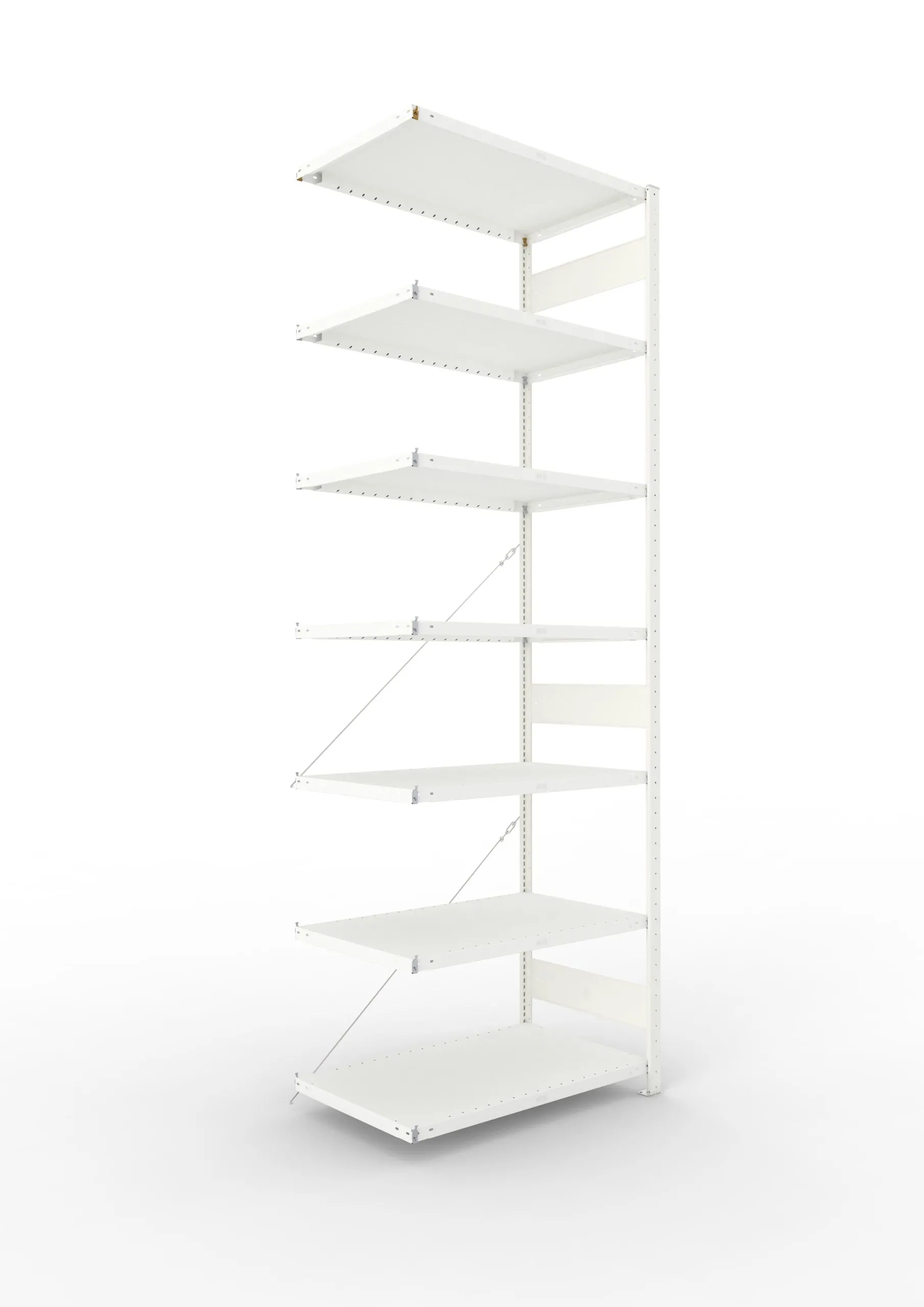 Meta Fachbodenregal Stecksystem CLIP mit vorgefertigten Rahmen | Anbauregal | HxBxT 300x100x60cm | 7 Ebenen | Fachlast 100kg | Einseitig nutzbar | Lichtgrau