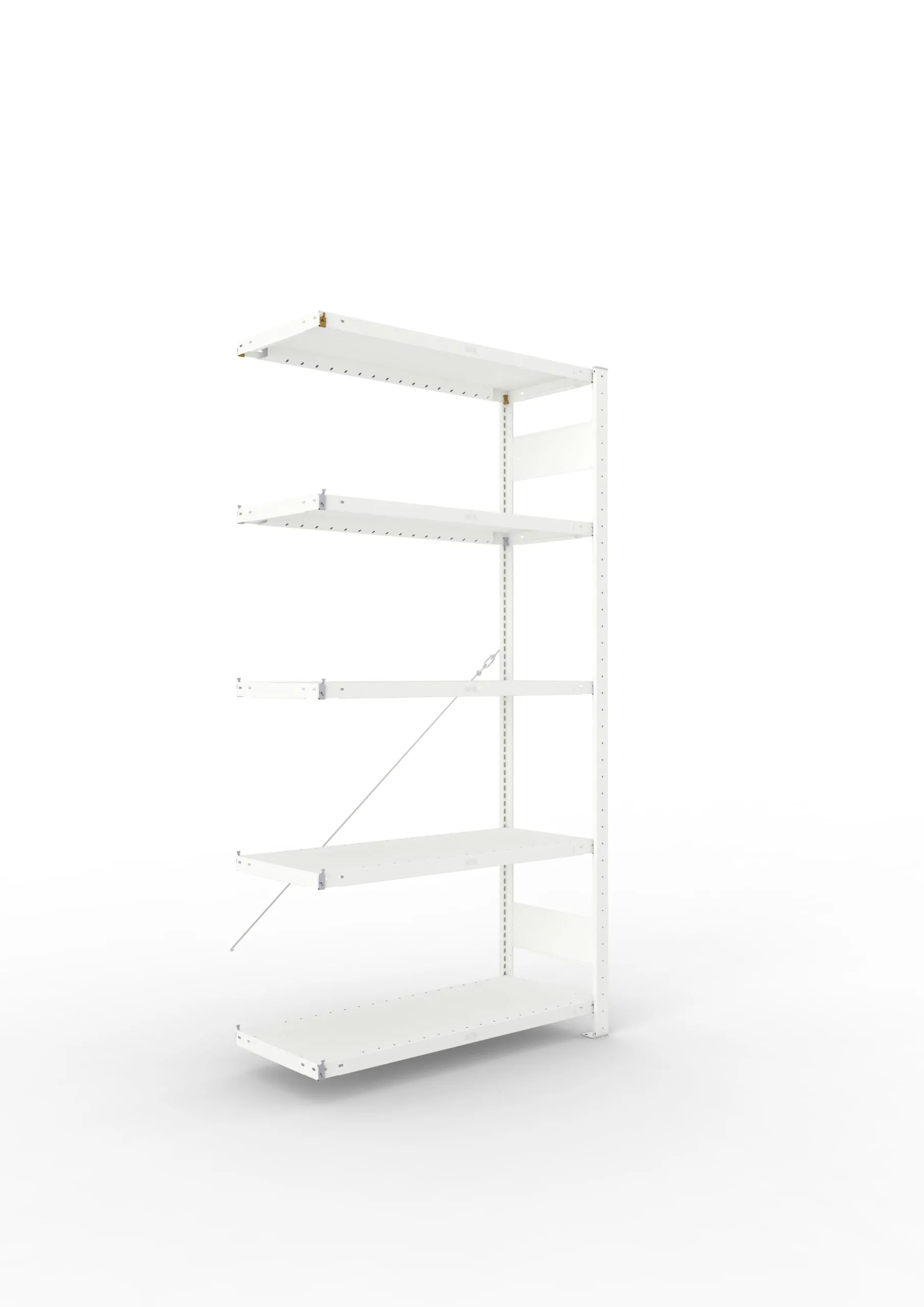 Meta Fachbodenregal Stecksystem CLIP mit vorgefertigten Rahmen | Anbauregal | HxBxT 200x100x40cm | 5 Ebenen | Fachlast 230kg | Einseitig nutzbar | Lichtgrau