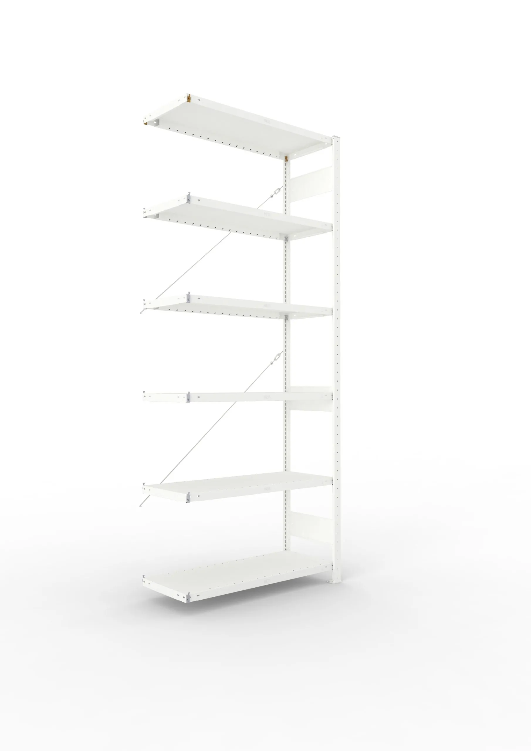 Meta Fachbodenregal Stecksystem CLIP mit vorgefertigten Rahmen | Anbauregal | HxBxT 250x100x40cm | 6 Ebenen | Fachlast 230kg | Einseitig nutzbar | Lichtgrau