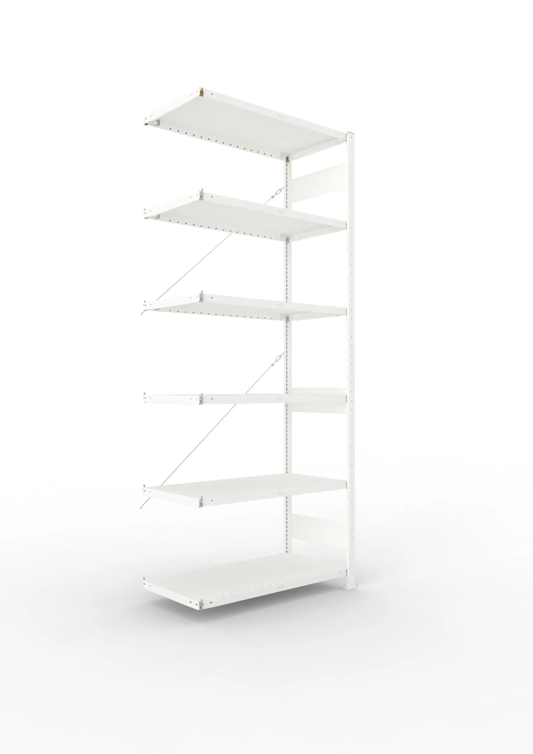 Meta Fachbodenregal Stecksystem CLIP mit vorgefertigten Rahmen | Anbauregal | HxBxT 250x100x50cm | 6 Ebenen | Fachlast 230kg | Einseitig nutzbar | Lichtgrau