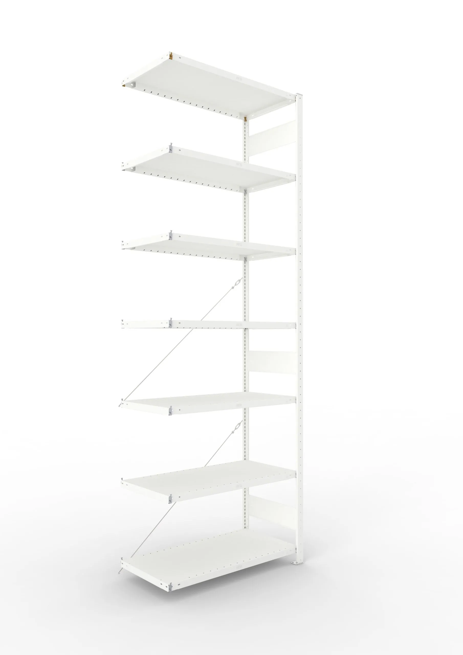 Meta Fachbodenregal Stecksystem CLIP mit vorgefertigten Rahmen | Anbauregal | HxBxT 300x100x50cm | 7 Ebenen | Fachlast 230kg | Einseitig nutzbar | Lichtgrau