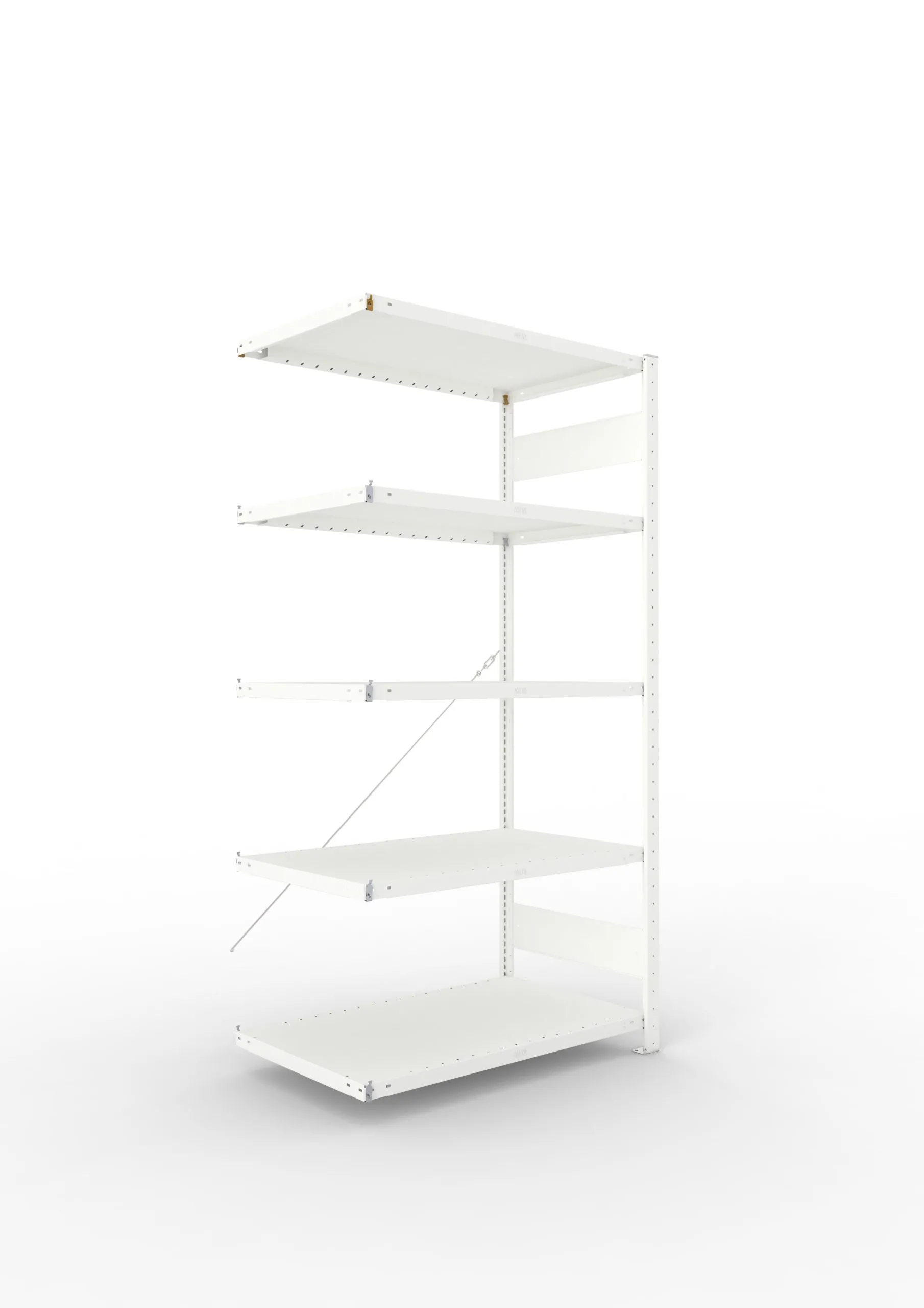 Meta Fachbodenregal Stecksystem CLIP mit vorgefertigten Rahmen | Anbauregal | HxBxT 200x100x60cm | 5 Ebenen | Fachlast 230kg | Einseitig nutzbar | Lichtgrau