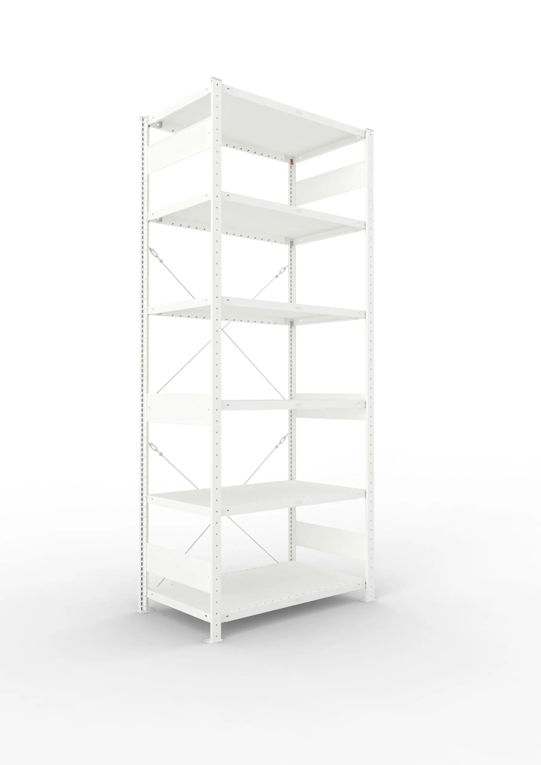 Meta Fachbodenregal Stecksystem CLIP mit vorgefertigten Rahmen | Grundregal | HxBxT 250x100x60cm | 6 Ebenen | Fachlast 230kg | Einseitig nutzbar | Lichtgrau