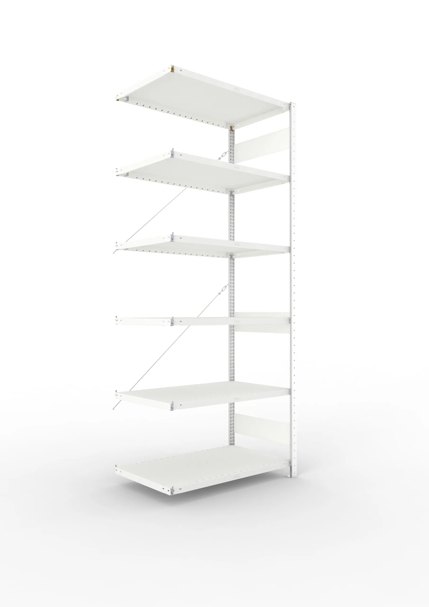 Meta Fachbodenregal Stecksystem CLIP mit vorgefertigten Rahmen | Anbauregal | HxBxT 250x100x60cm | 6 Ebenen | Fachlast 230kg | Einseitig nutzbar | Lichtgrau